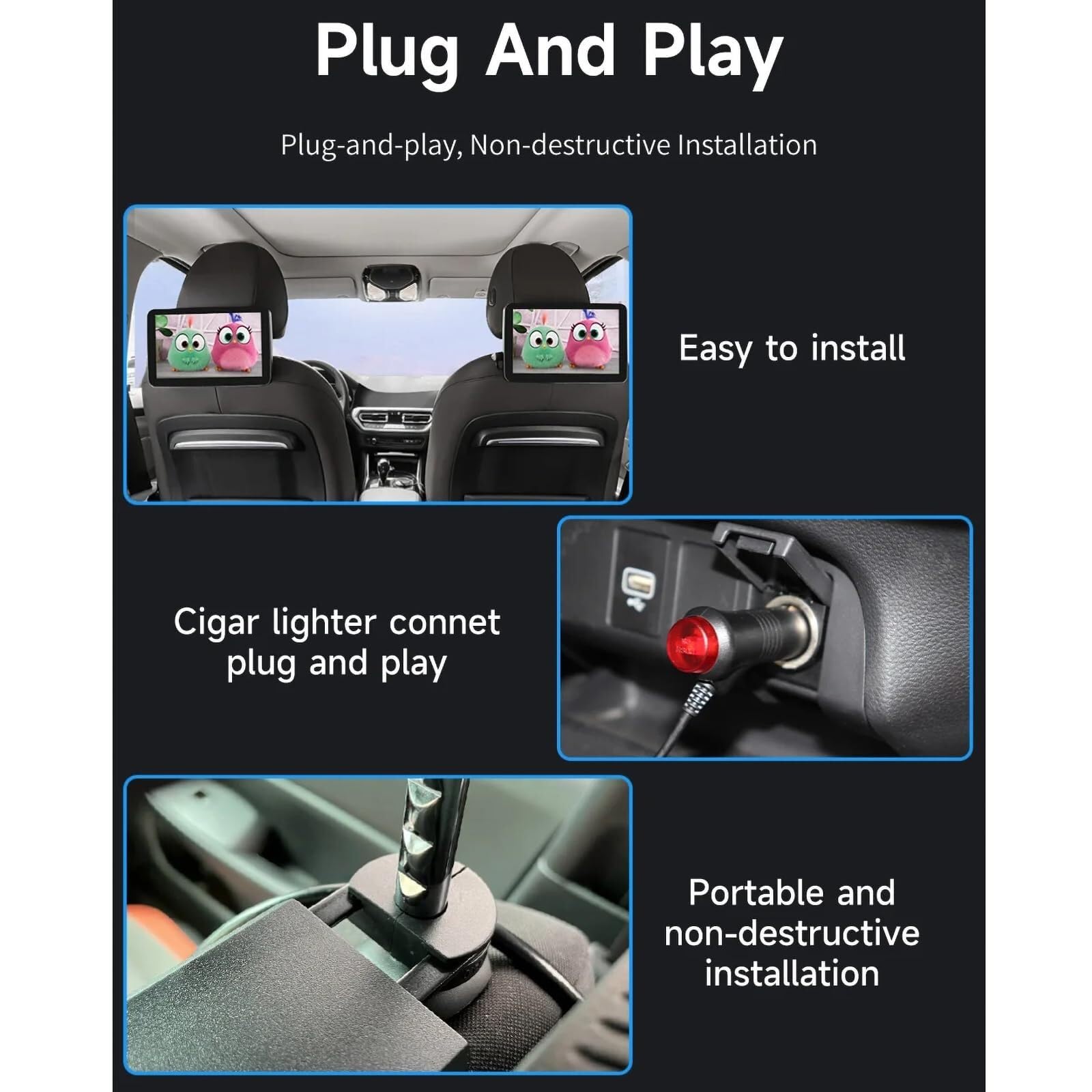 TV for Appui-tête de Voiture Android 11 de 10,1 Pouces, Moniteur à écran Tactile HD IPS 1024 x 600 avec Miracast/Airplay, entrée HDMI et Affichage Double écran for Le Divertissement