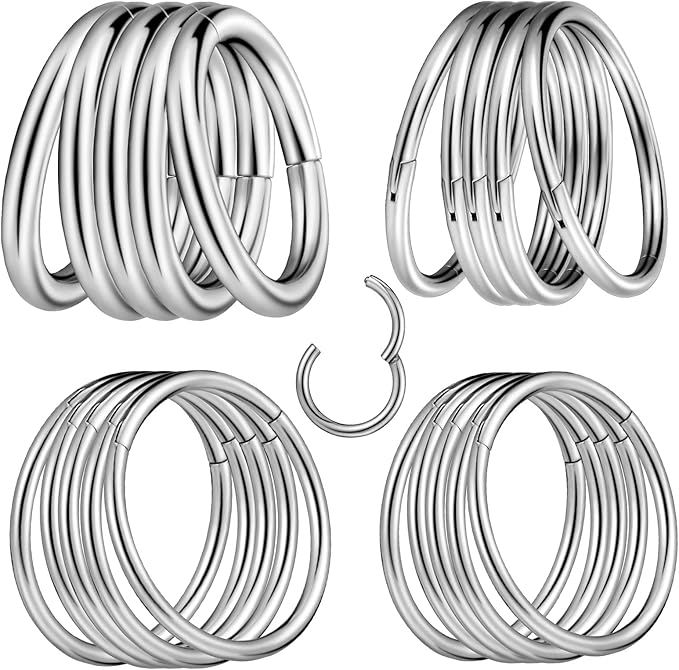 20 Pcs 5 Rings Ear Gauges Stainless Steel 2g 0g Gauges 5