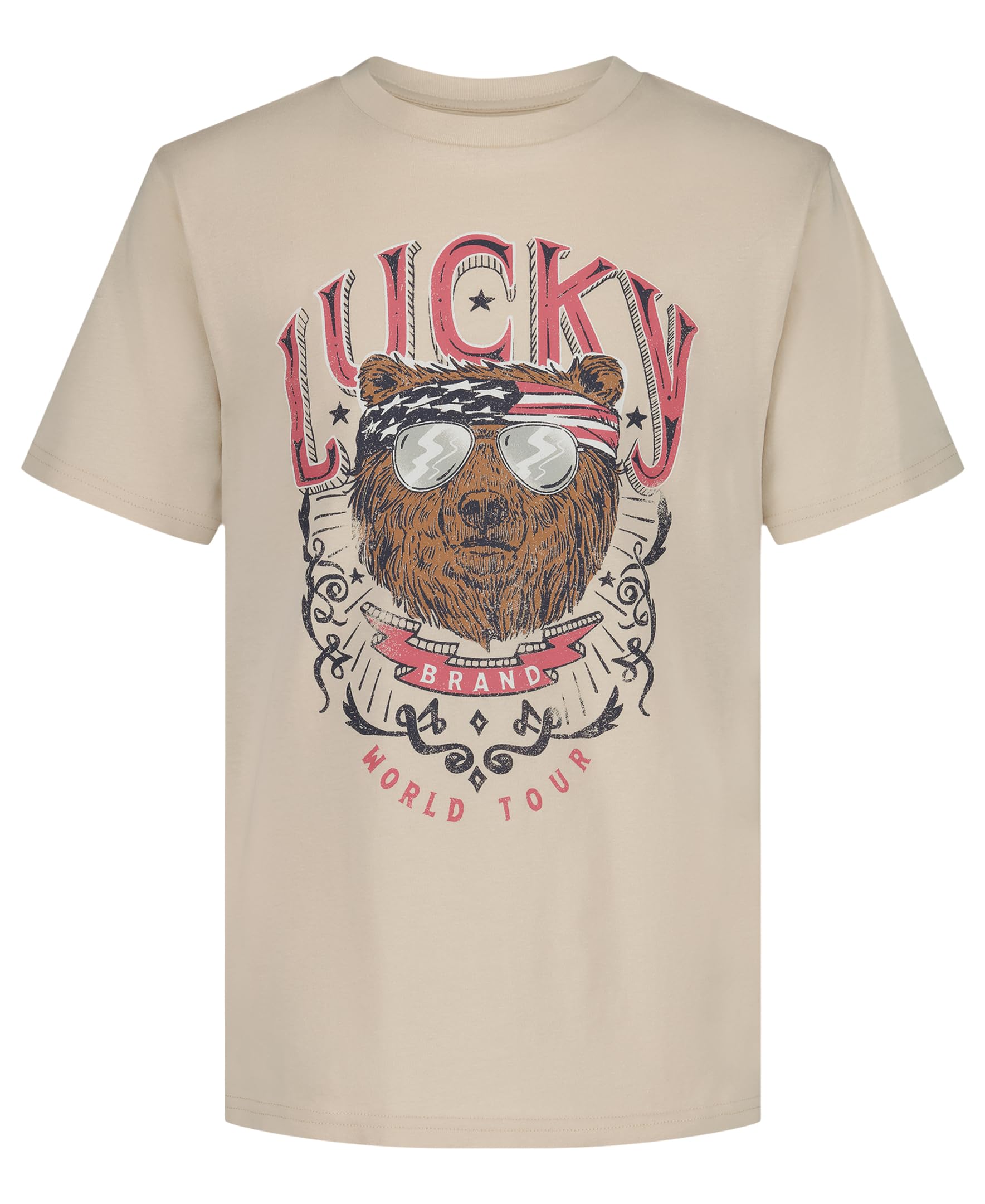 Lucky Brand Boys' Short Sleeve Graphic Crew Neck T-Shirt, Soft, Comfortable, Relaxed Fit