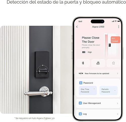 Miniatura 4 de Aqara Cerradura inteligente U50, cerradura de puerta de entrada sin llave con llave Apple Home, bloqueo de cerrojo Bluetooth, control remoto de
