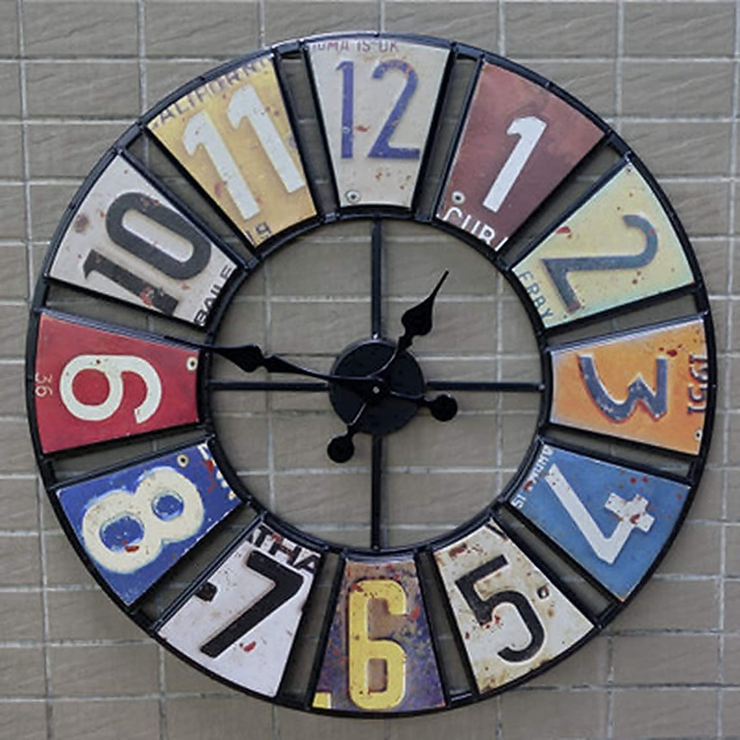 Grande Orologio da Parete da Giardino Impermeabile in Metallo Rotondo Antico per Esterni
