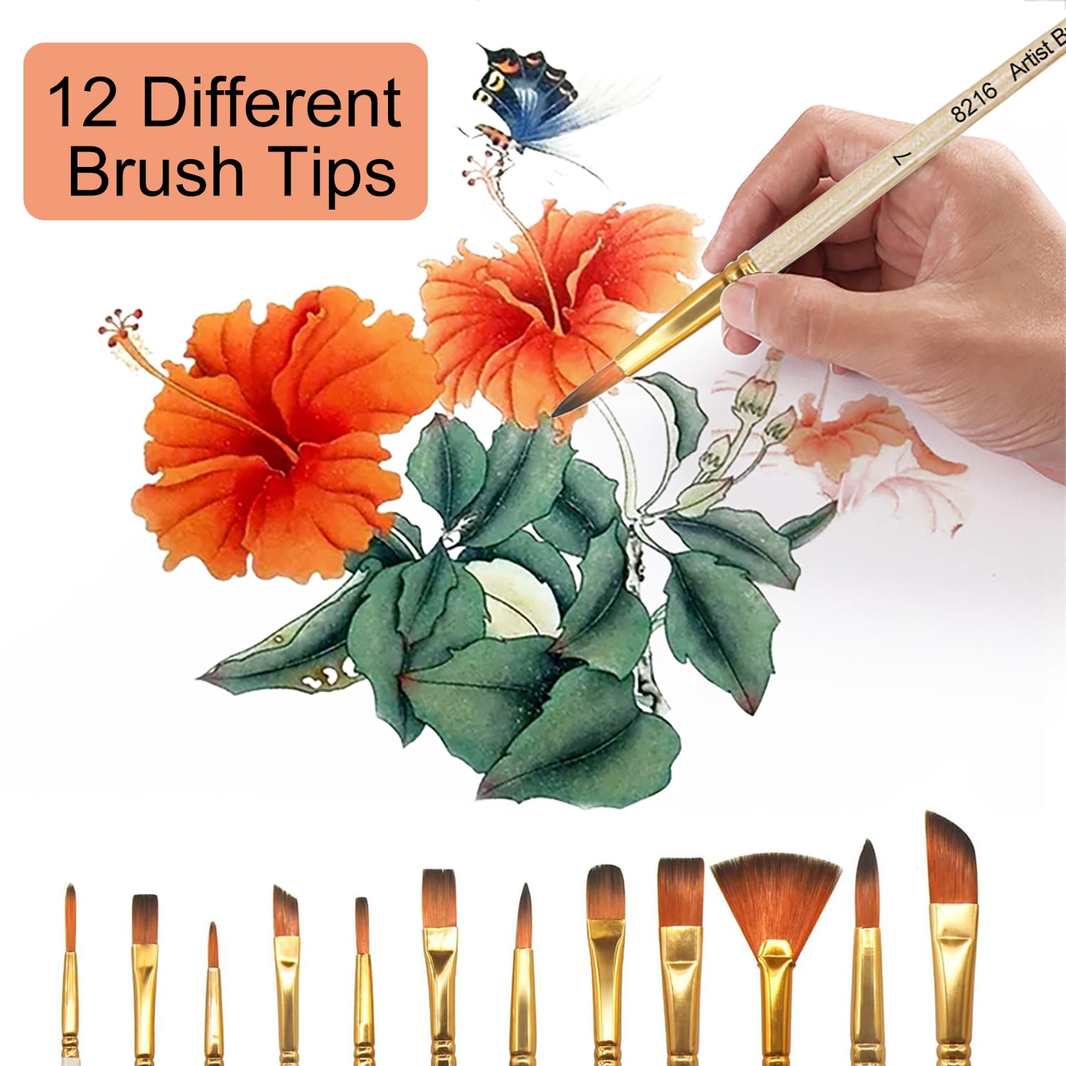 Set 12 Pennelli Per Pittura In Nylon - Per Acrilico, Acquerello, Miniatura E Olio Con Punta Fine - Foto 2