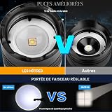 ZEUSFIRE Lampe Torche LED Ultra Puissante, 1000000 Lumens Lampe Lorche LED Rechargeable, Longue Durée, 7 Modes & IPX6 Étanche Lampe Torche Tactique Idéal Pour Camping, Marche, Pêche, L’urgence - 7