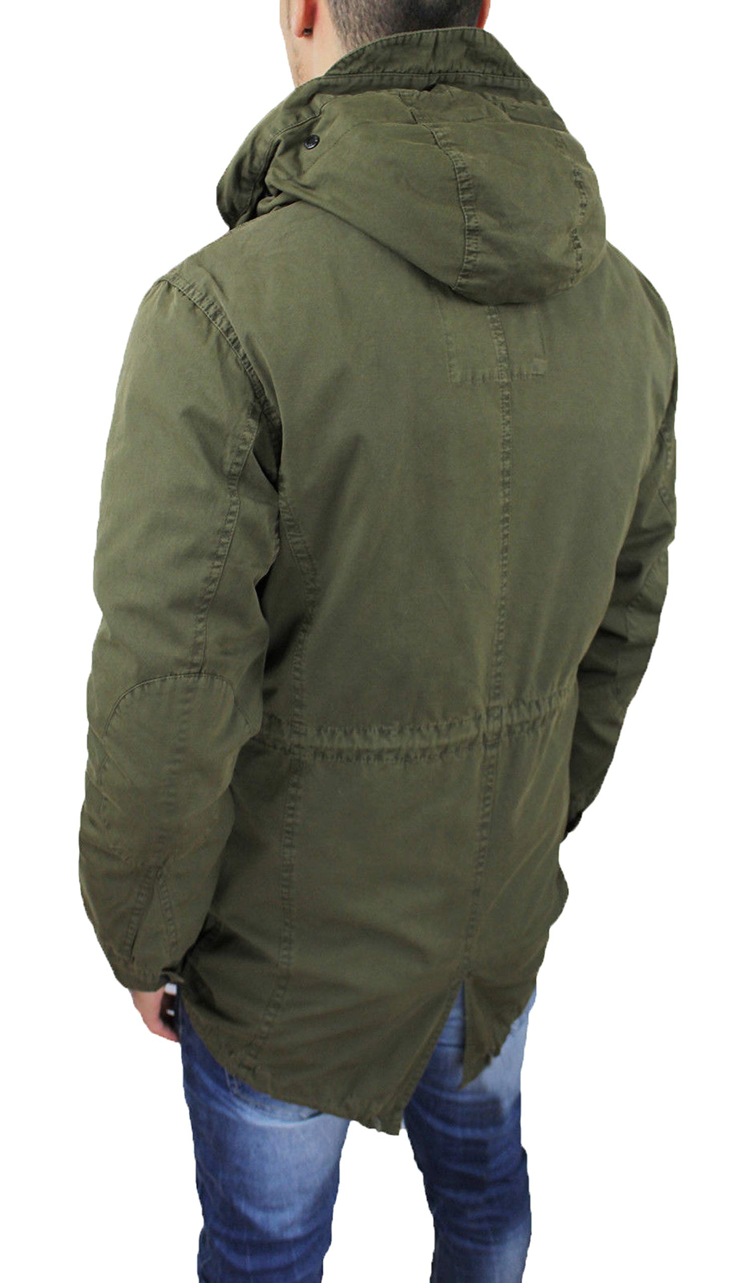 Evoga Chaqueta Parka Hombre Verde Militar Casual Invierno