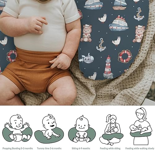 Miniatura 6 de Sailor Bear - Fundas de almohada de lactancia para bebé de acuarela para niños y niñas, osos, anclas, lanchas, barcos, funda de almohada para