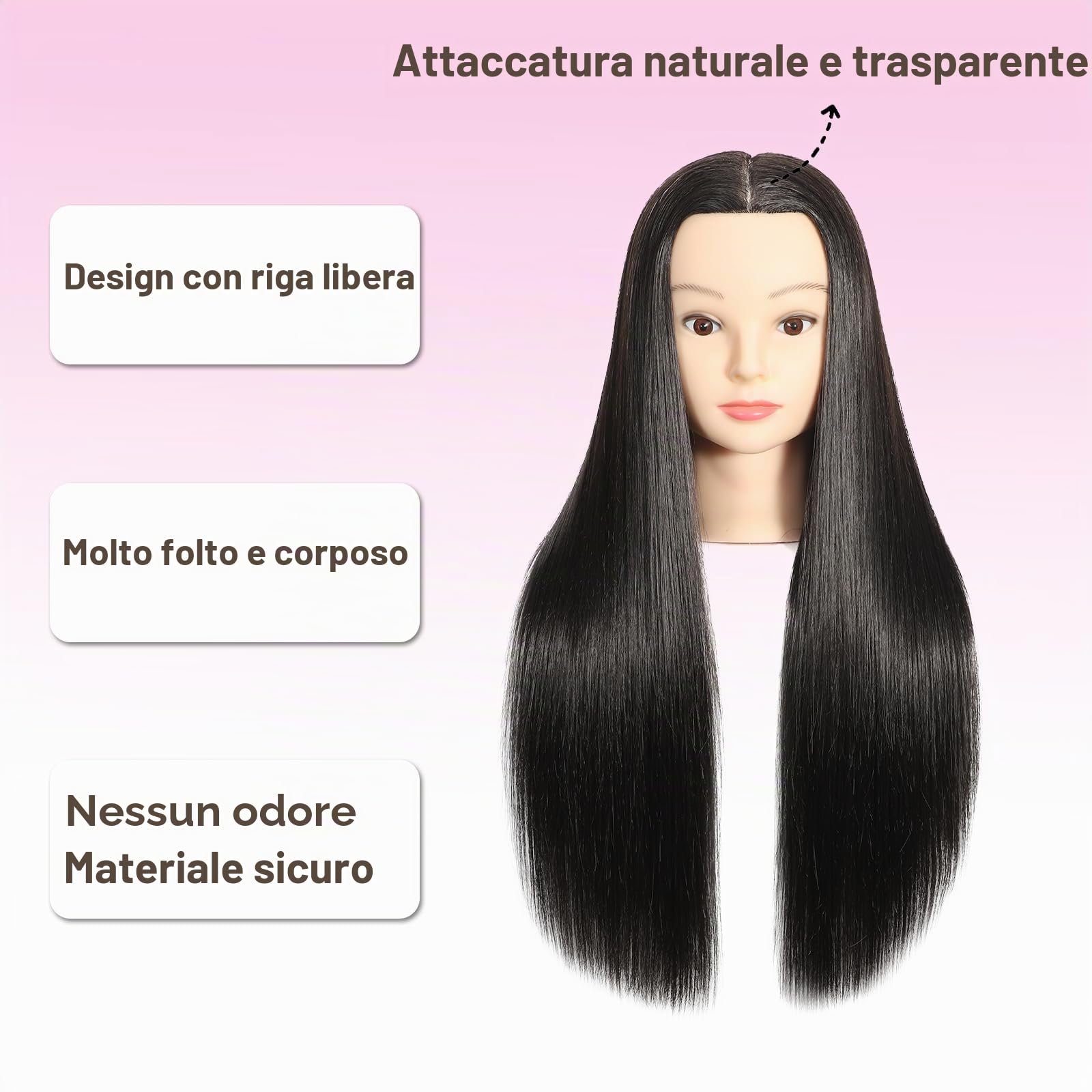 Testa di manichino 30% capelli veri 45-50 cm Testa per formazione Cosmetologia Testa di manichino Testa per esercitazioni per parrucchieri con morsetto da tavolo gratuito