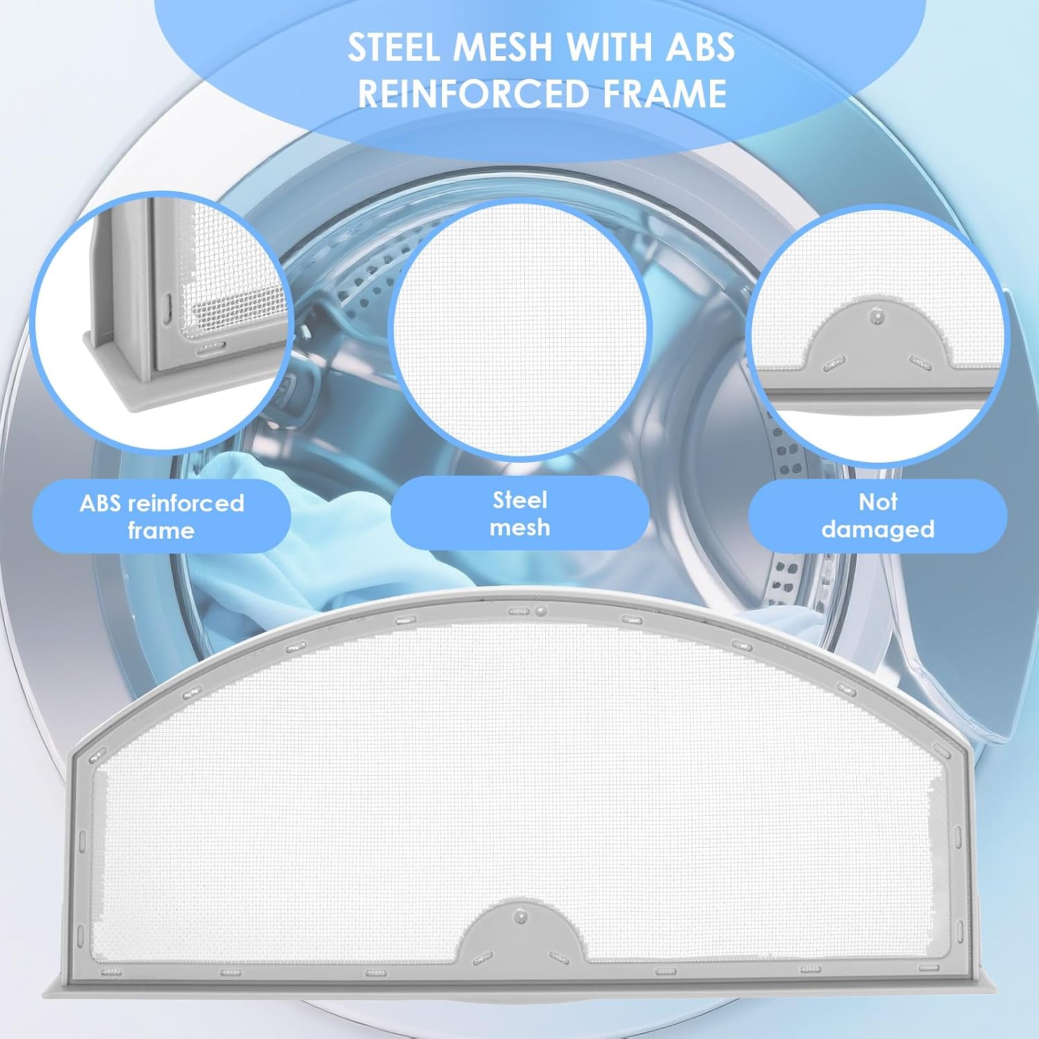WE03X23881 Dryer Lint Screen Filter Replacement for GE Dryer, Stainless Steel Metal Screen with Cleaner Brush for GTD65EBSJ3WS GTD33EASK0WW GTD42EASJ2WW GTD42GASJ2WW GTD45EASJ2WS PS11763056