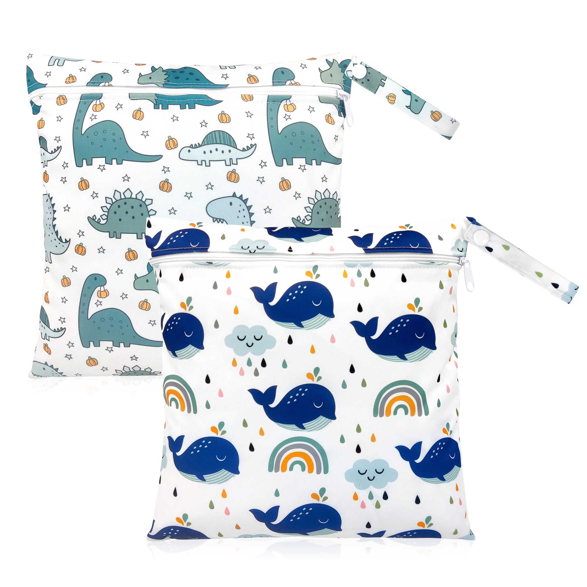 beifon 2 Stück Wetbag Kindergarten Groß, Wickeltasche wasserdichte Windeltasche Nasstasche, Wiederverwendbare Wet Bag mit Reißverschluss, Windelbeutel Dry Bag für Reisen Unterwegs