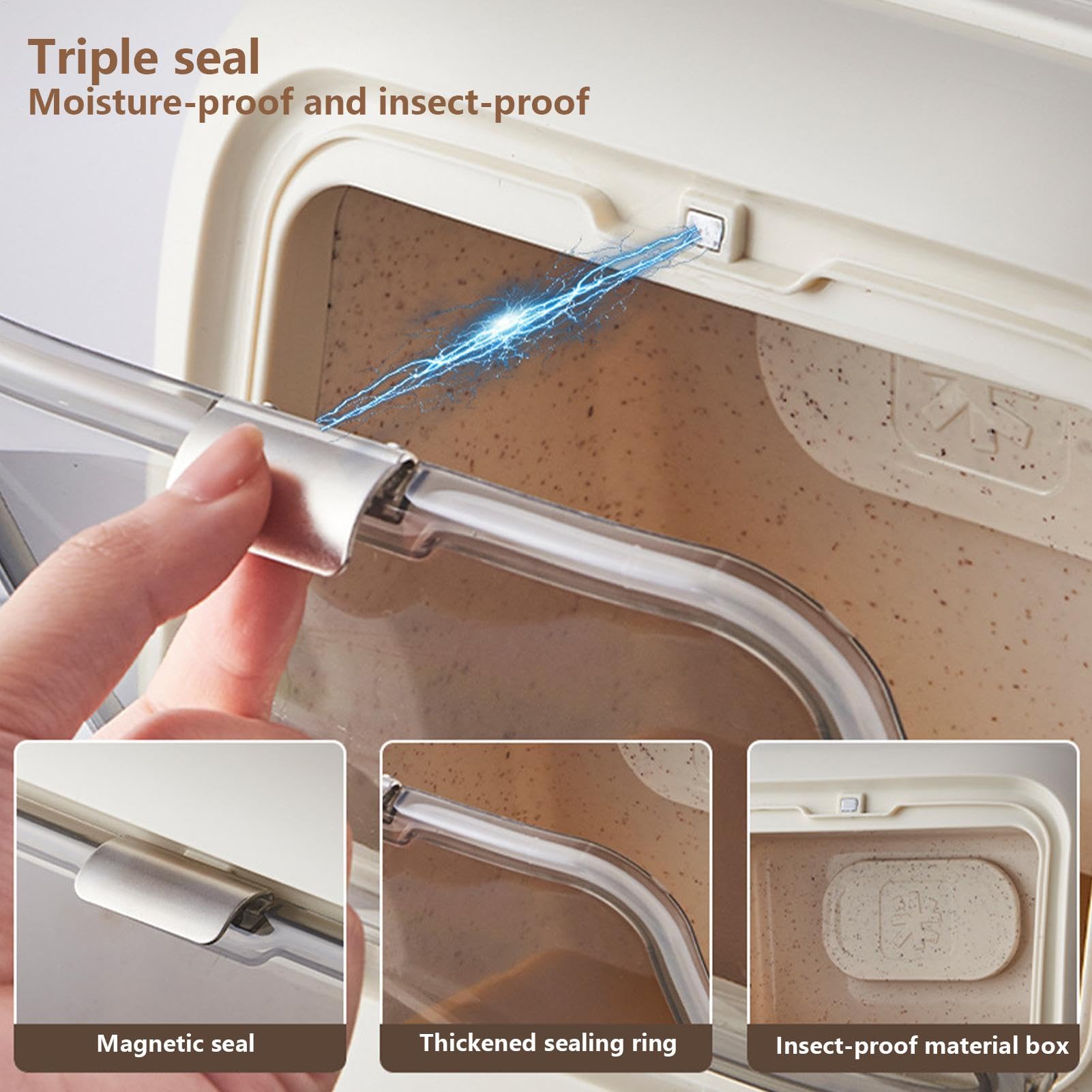 Dispenser di supporto per riso, contenitore di immagazzinaggio di riso,Contenitore per dispensa per la casa | Contenitore per alimenti da cucina per organizzazione di stoccaggio dispensa, scatola dis | Porta Riso Da Cucina per Dispensa Armadietto Frigorif