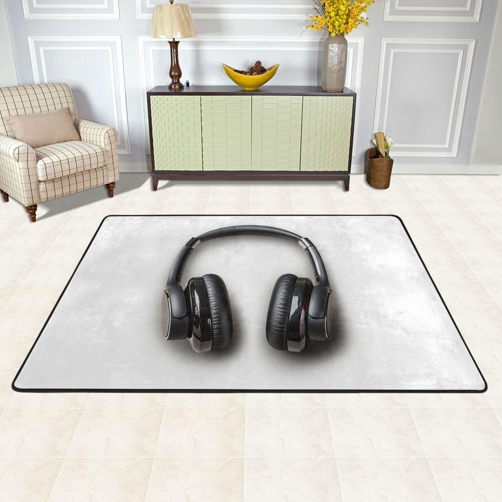 Tapis de sol lavable chambre et salon grand format antidérapant avec motif original