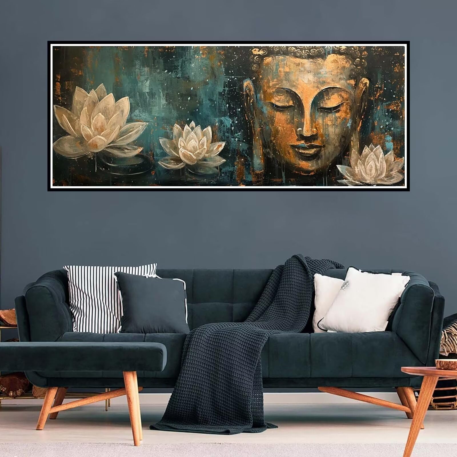 Qiaoqoo Zen Diamond Painting xxl 175x70cm, 5D DIY Diamant Painting Bilder Lotus Diamand Painting Kinder mit Diamond-Painting Zubehör, Groß Diamant kunst Basteln Erwachsene, Home Décor Malerei