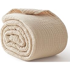 EMME Cotton Muslin Large Throw Blanket Couch Breathable Gauze Blanket Soft Lightweight Bed Blankets Adults (Orange Red, 50"x70")