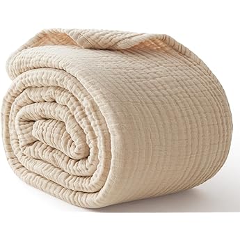 EMME Cotton Muslin Large Throw Blanket Couch Breathable Gauze Blanket Soft Lightweight Bed Blankets Adults (Orange Red, 50"x70")