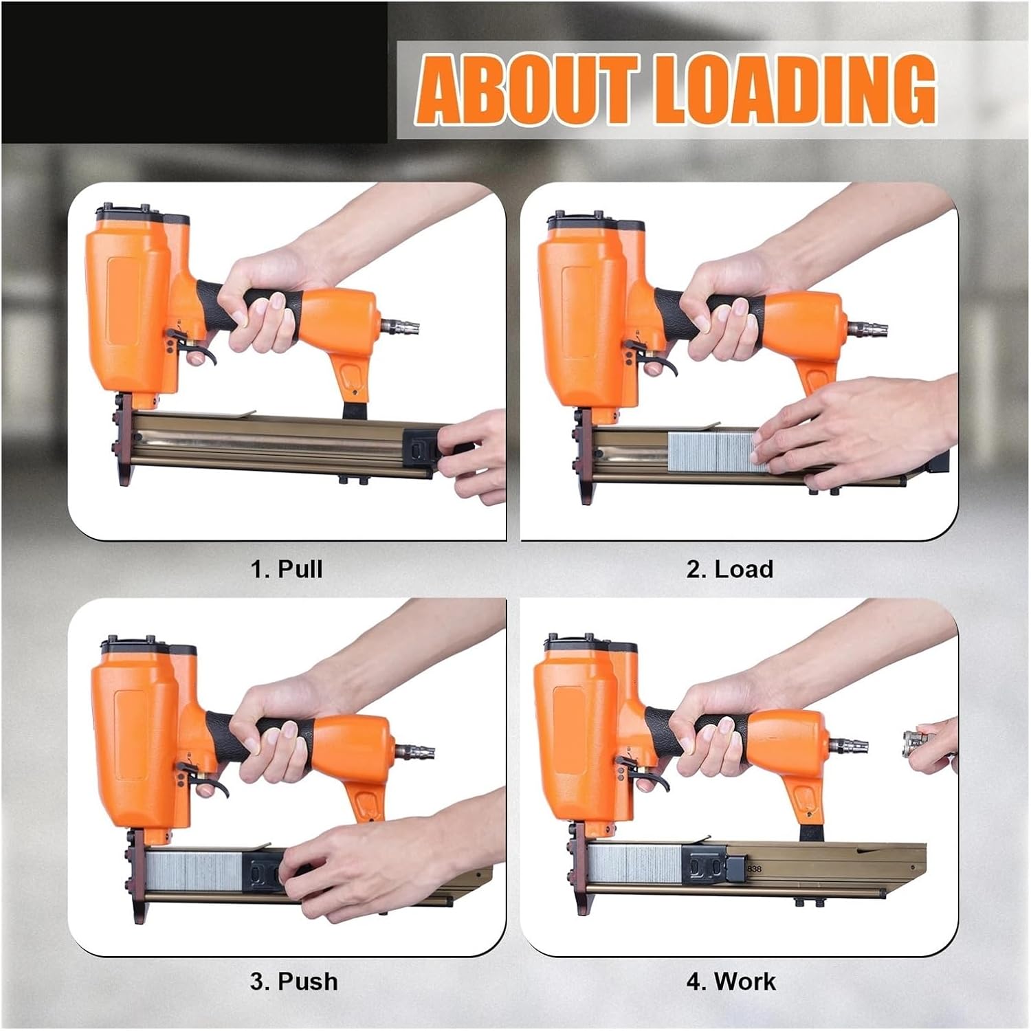 Pneumatic Power Nailer Decorative Tool N838H 16 Gauge Construction Stapler Pneumatic Heavy Wire Staple for Car Seats Furniture Making Cabinets
