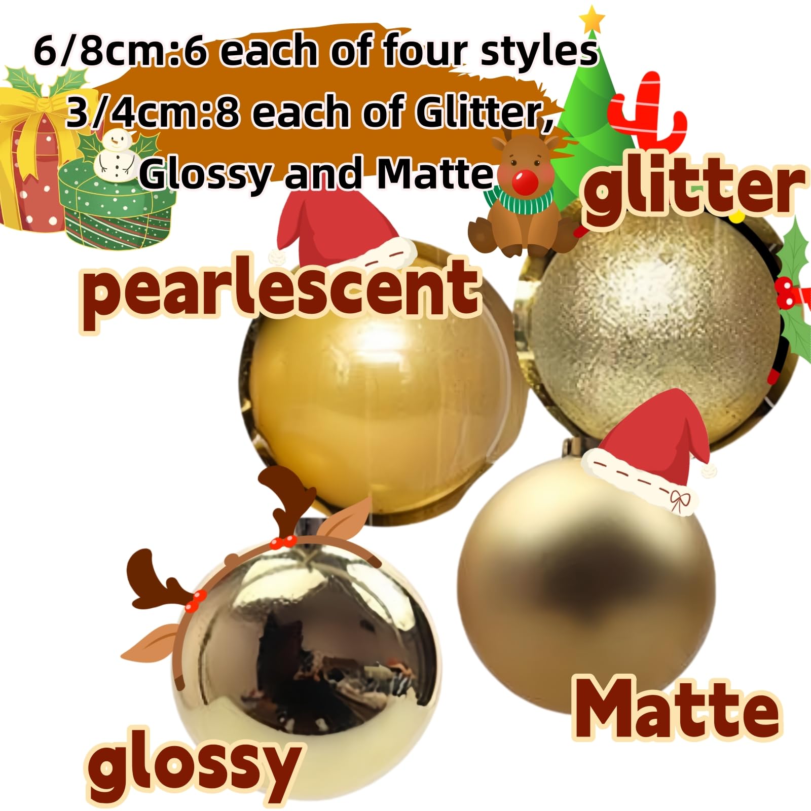 24 Stück Festliche Kugel-Ornamente, bruchsicher, 3-8cm Weihnachtskugeln, 4 Rottöne für Weihnachtsbäume, Hochzeiten und Heimdekoration, stilvolle Dekorationen (Burgunderrot, Durchmesser 6cm)