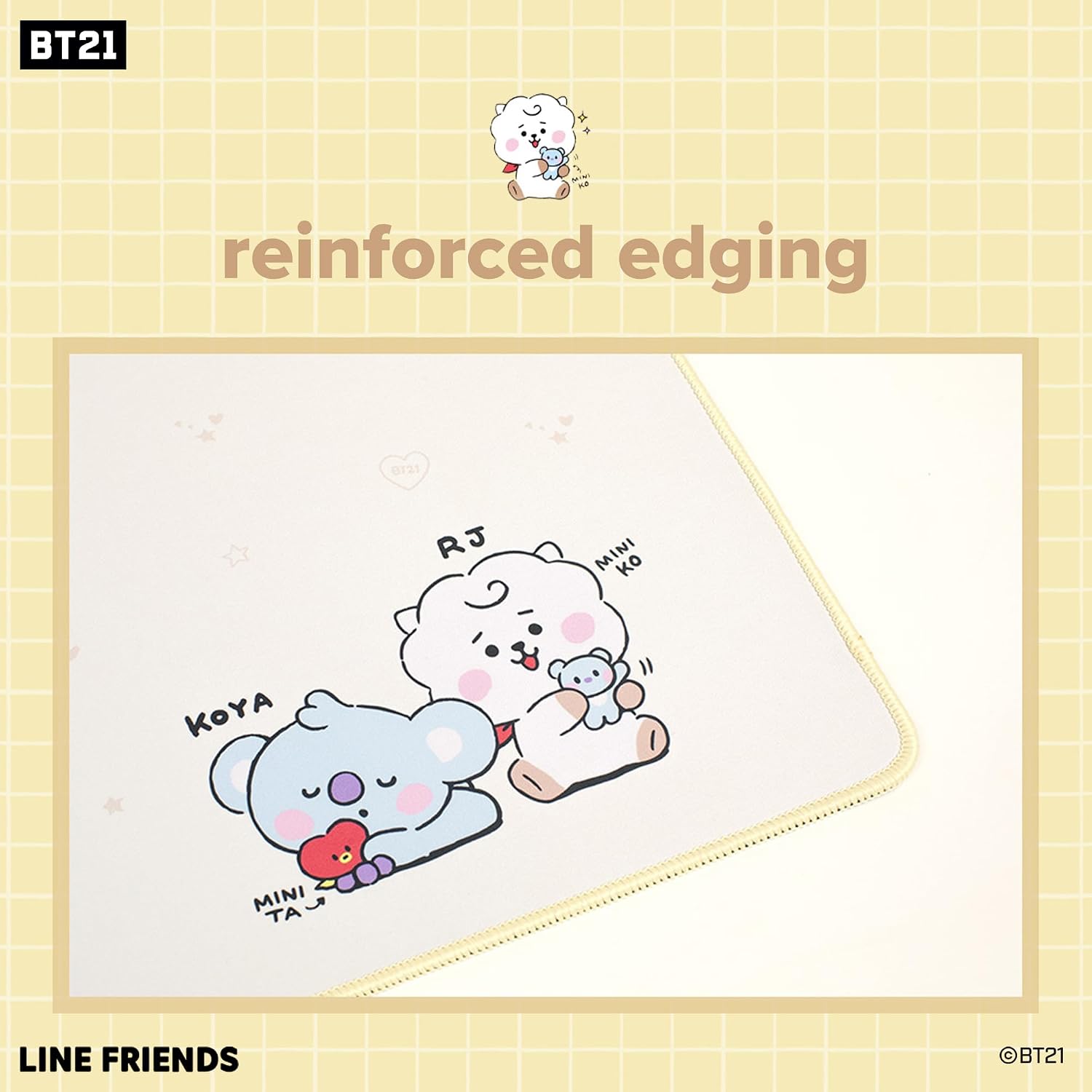 Hamee BT21 My Little Buddy Series Desk Mat [Laptop Computer Gaming Mouse Mat] [Large Office Accessories] [Cute Non-Slip Rubber Base Mouse Pad] [Desk Pad] Cooky CHIMMY SHOOKY MANG, 12" x 30"