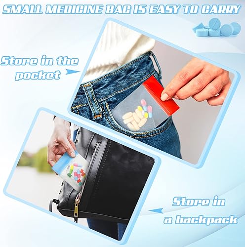 Miniatura 4 de Demissle Paquete de 21 bolsas para pastillas de 4 x 3 pulgadas con cremallera y organizador de vitaminas con cierre deslizante para viajes,