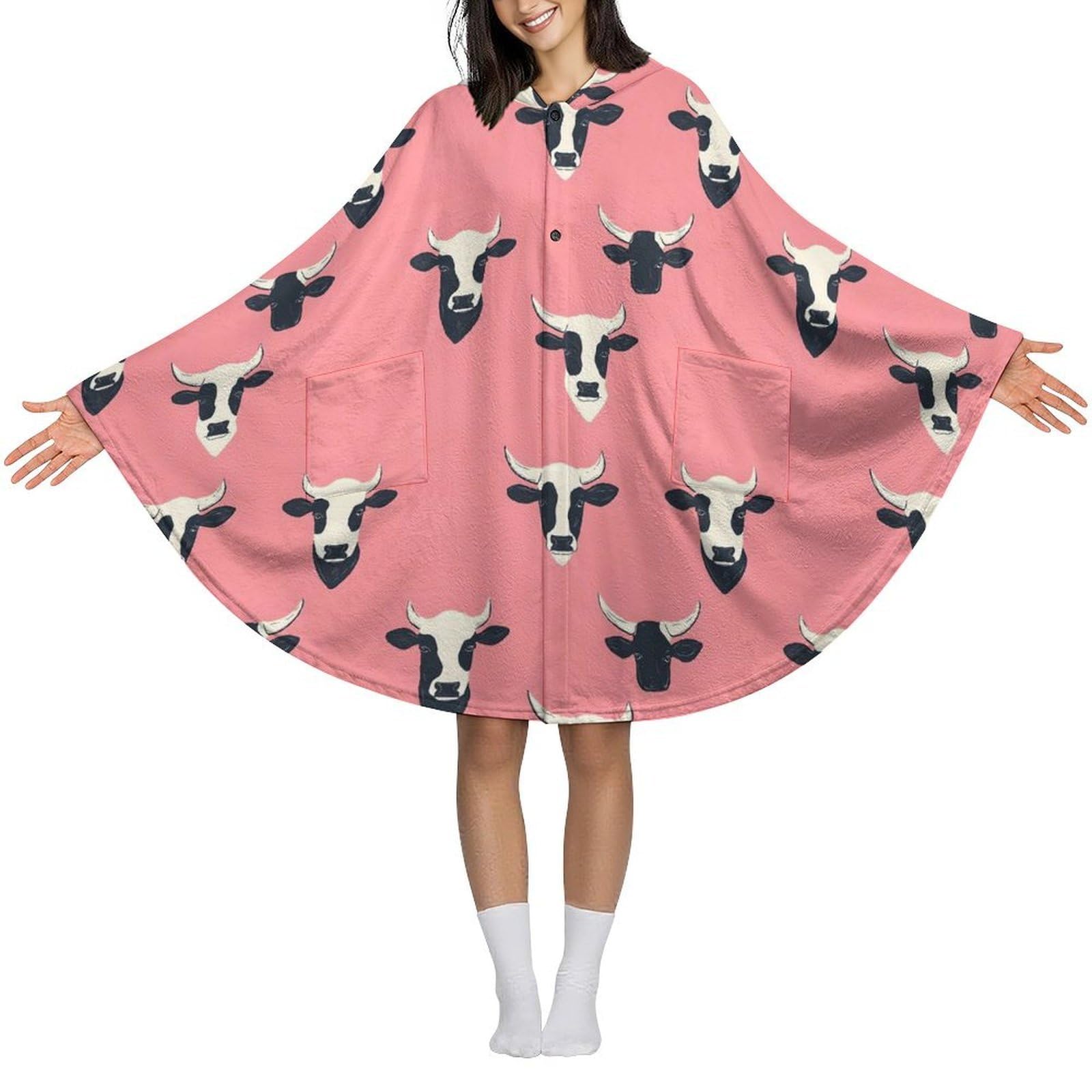 Couverture à capuche idée cadeau pull plaid imprimé vache Novastar - 8