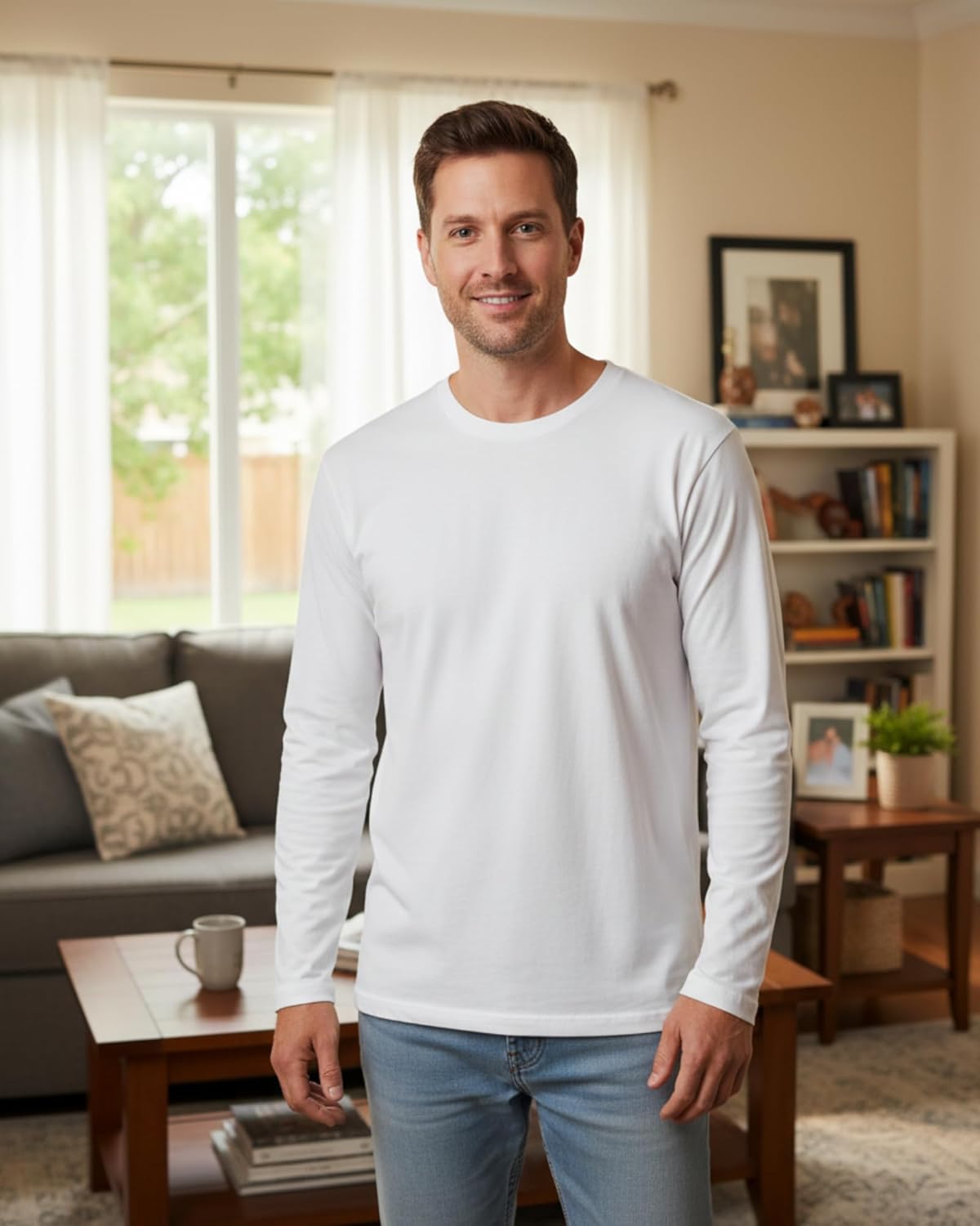 Mens Long Sleeve T-Shirts Bulk Basic Soft Crew Neck Cotton Tees Long Sleeve Shirt Wholesale Donation Homeless - Image 3