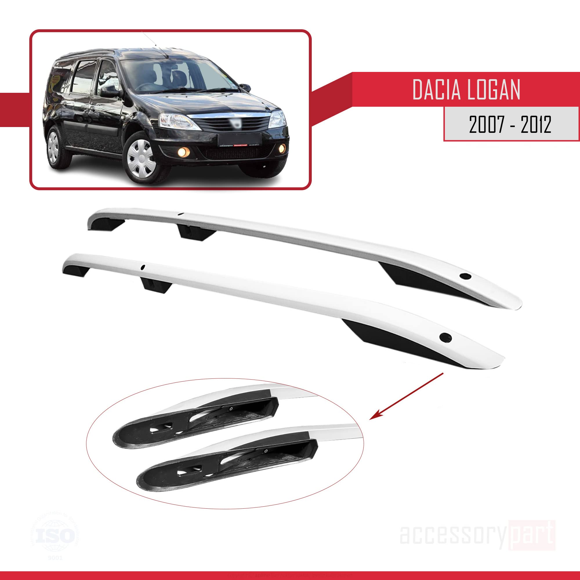 Kompatibel mit Dacia Logan 2 MCV (K52) 2007-2012 (Kurzer Radstand L1/H1) Dachreling Dachträger Gepäckträger Grau