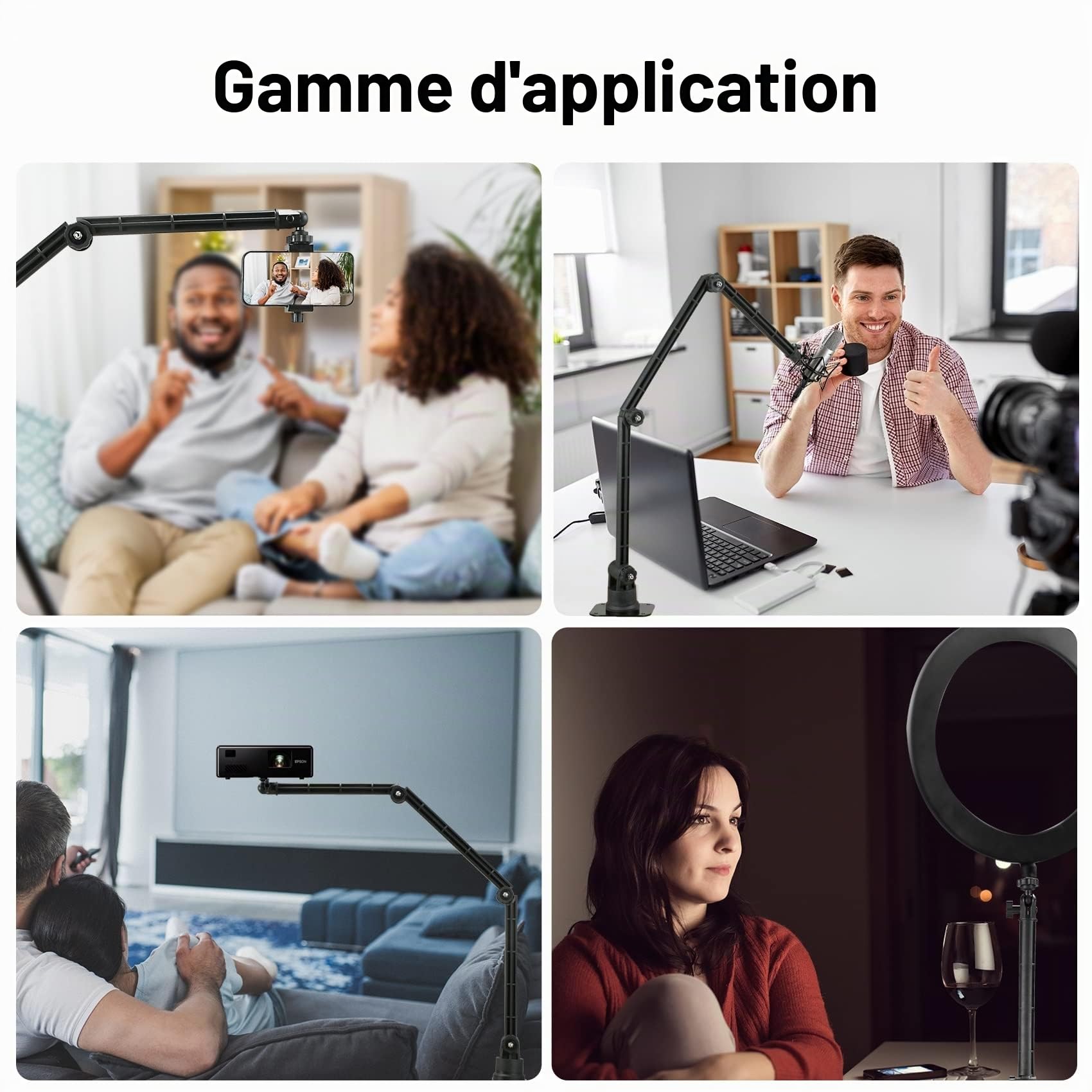 Support mural et de plafond pour webcam compatible avec Logitech C920s StreamCam Brio C930 C925 C922 C615 et Razer Kiyo Pro - Longueur 103 cm (filetage 1/4-20)