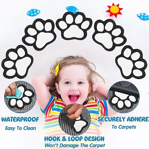Miniatura 3 de Outus 36 marcadores de alfombra Paws con huellas de patas, marcadores de alfombra de patas para aula y hogar, 5 pulgadas (negro, blanco)