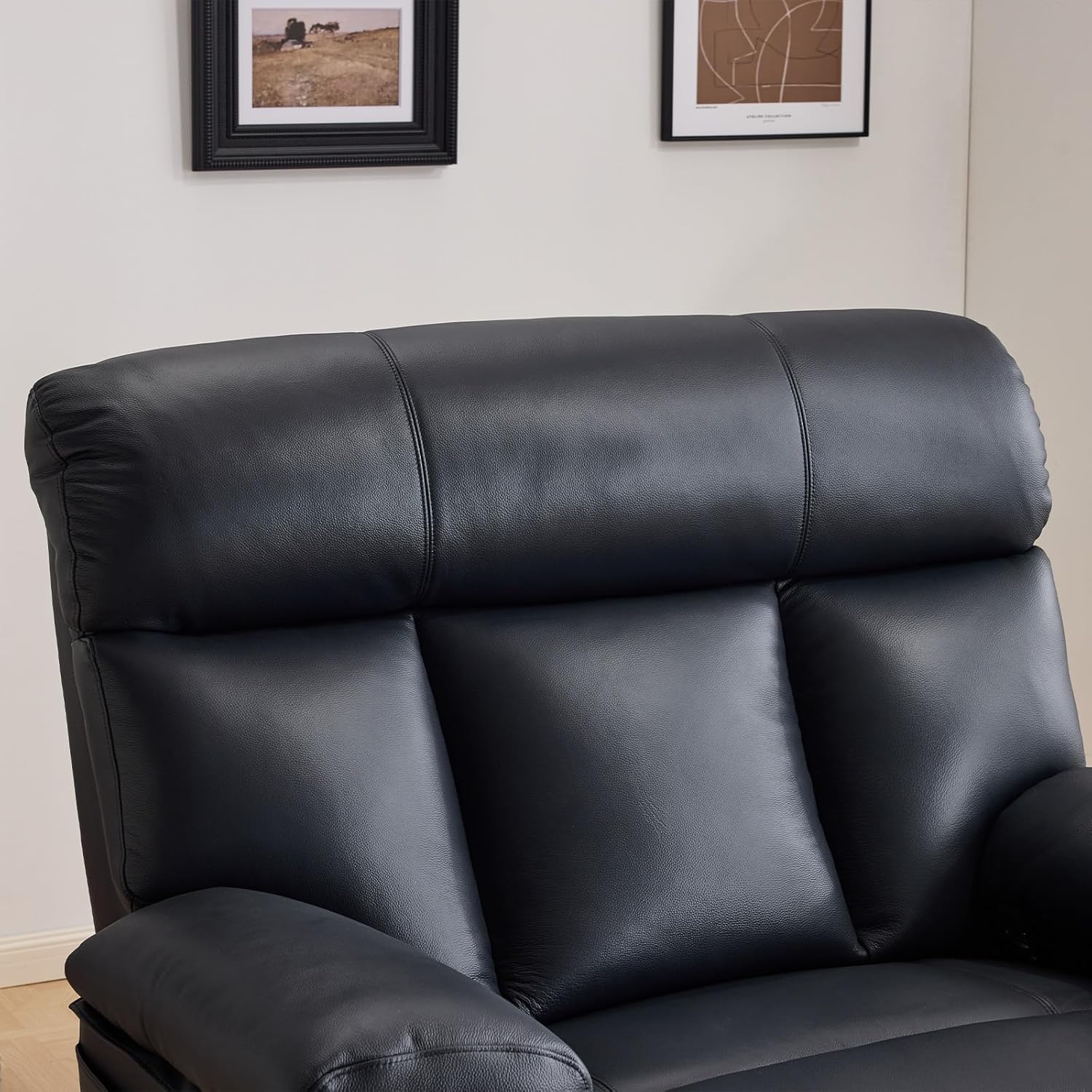 AEDI 450lbs Ultra Oversized Power Recliner Chair for Big & Tall Adults, 36-Inch Extra Wide Recliner Chair, Spacious & Plush Sofa-Size Electric Reclining Chair for Living Room (Genuine Leather, Blue)