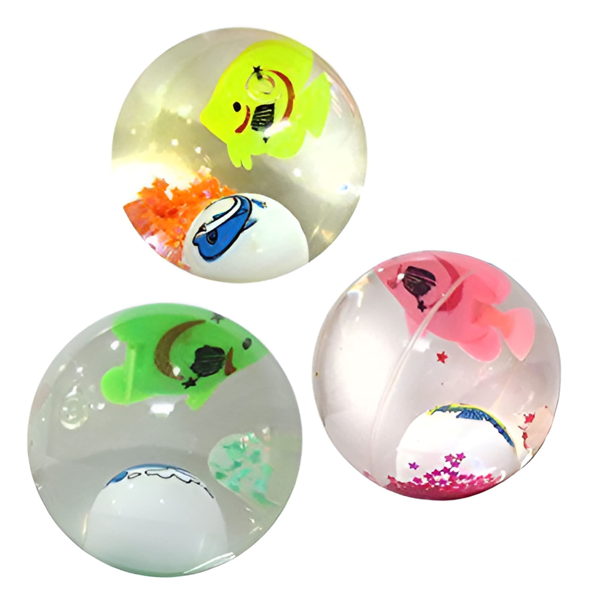 LED Flashing Crystal Ball | Luminous Bouncy Ball kids Toy Colorfull Jumping Ball Baby Toys, Kids Gift Light Bounce Balls, 3D Fish Light Bouncing Balls (Pack of 3)