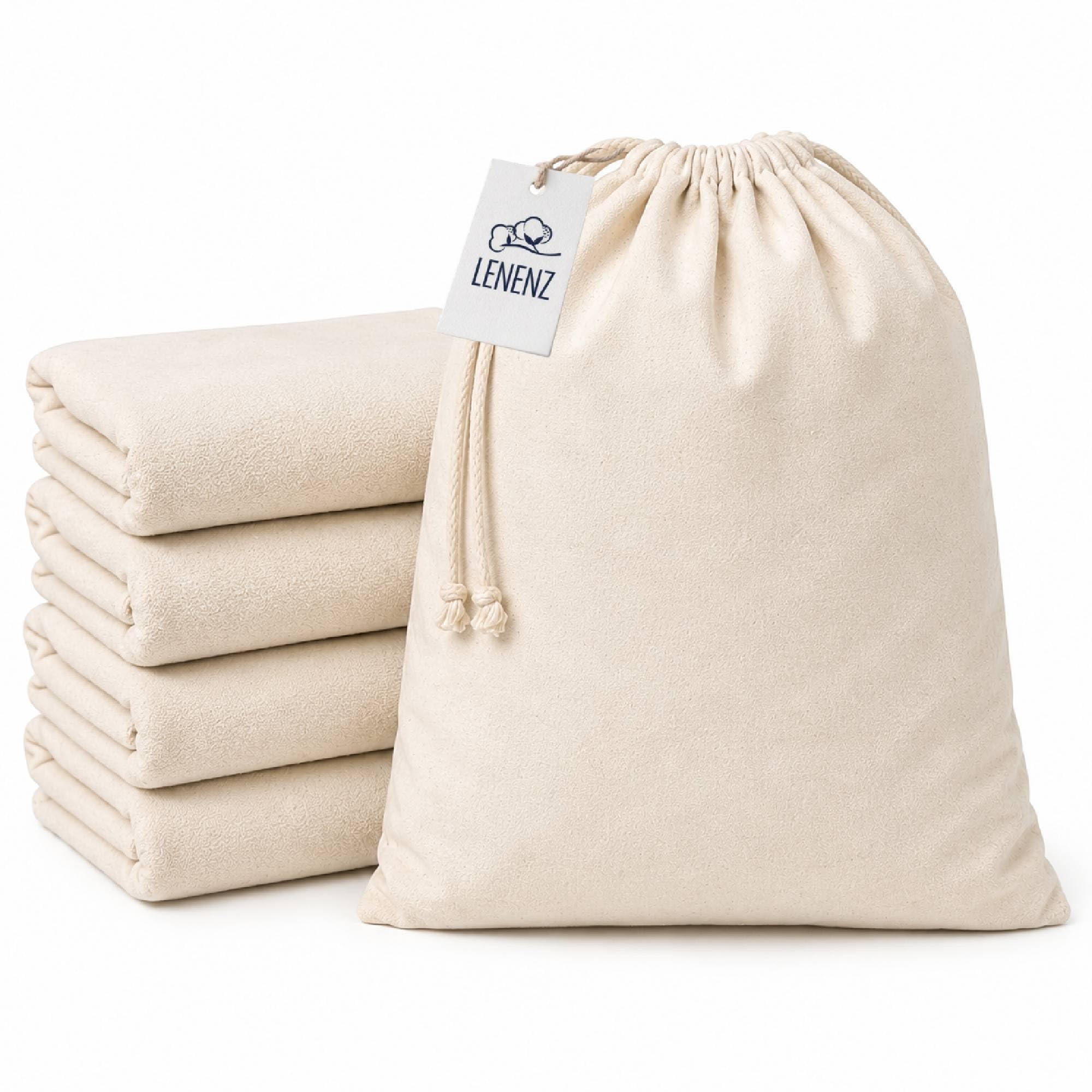 Lenenz 4 Pack Reusable Cotton Laundry Bags