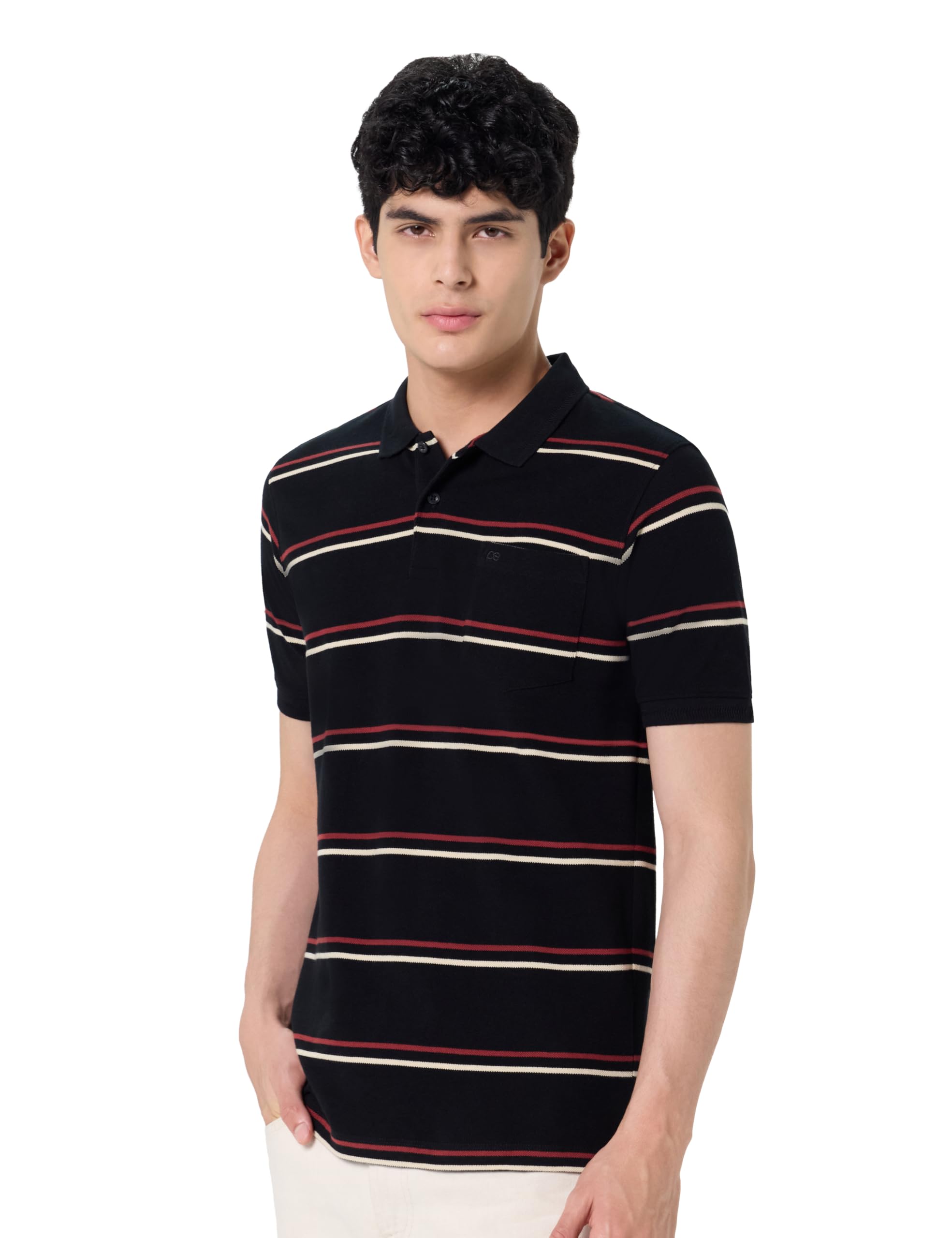 Men's Cotton-Polyester Dual-Tone Breton Polo Shirt – Casual Wear | Stylish & Comfortable-image-48