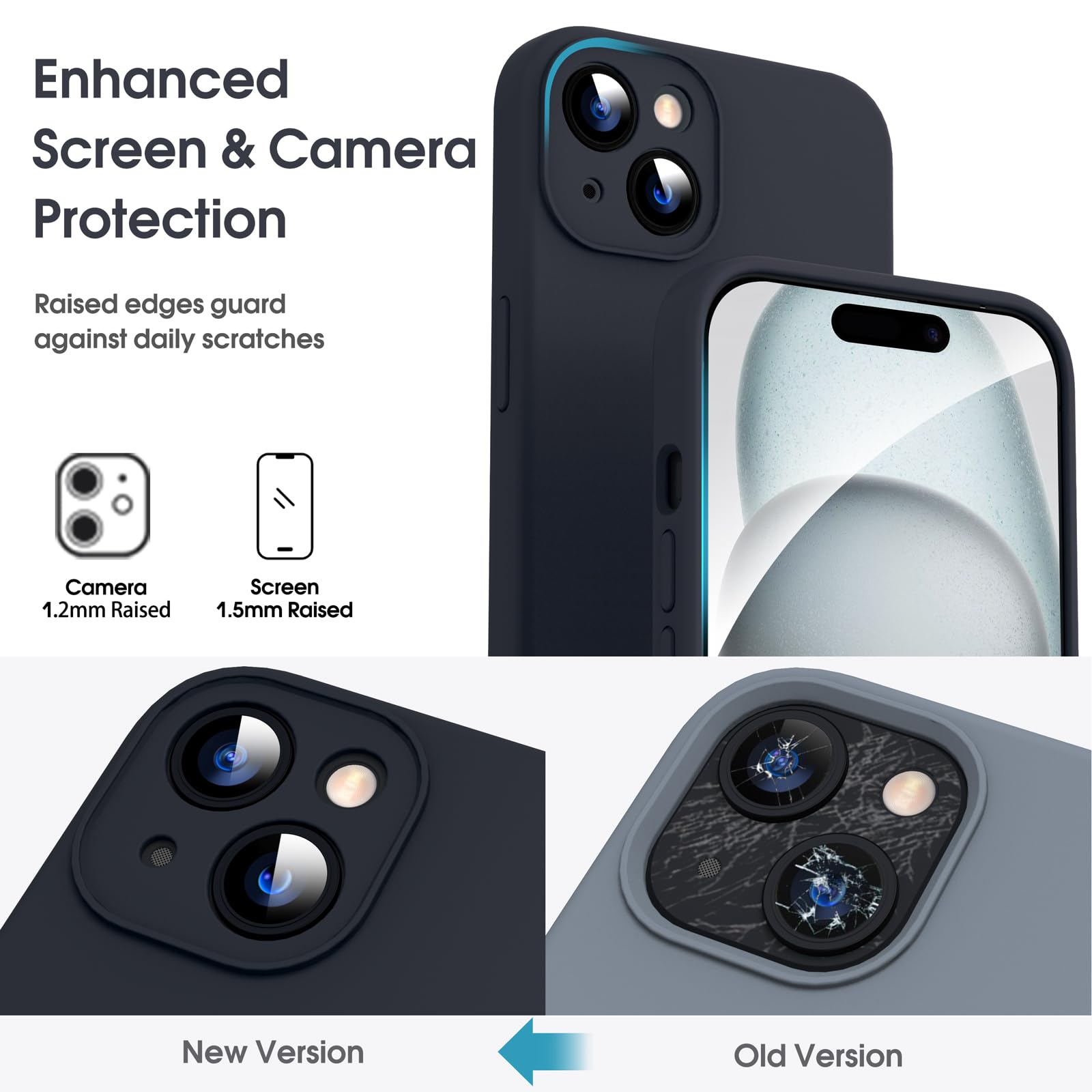 Supdeal Coque en Silicone Liquide pour iPhone 15 Plus, [Protection de la Caméra] [Coque en Microfibre] [Protection 4 Couches], Étui à Prise en Main Ultra-Mince et Confortable, 6,7", Noir - 3