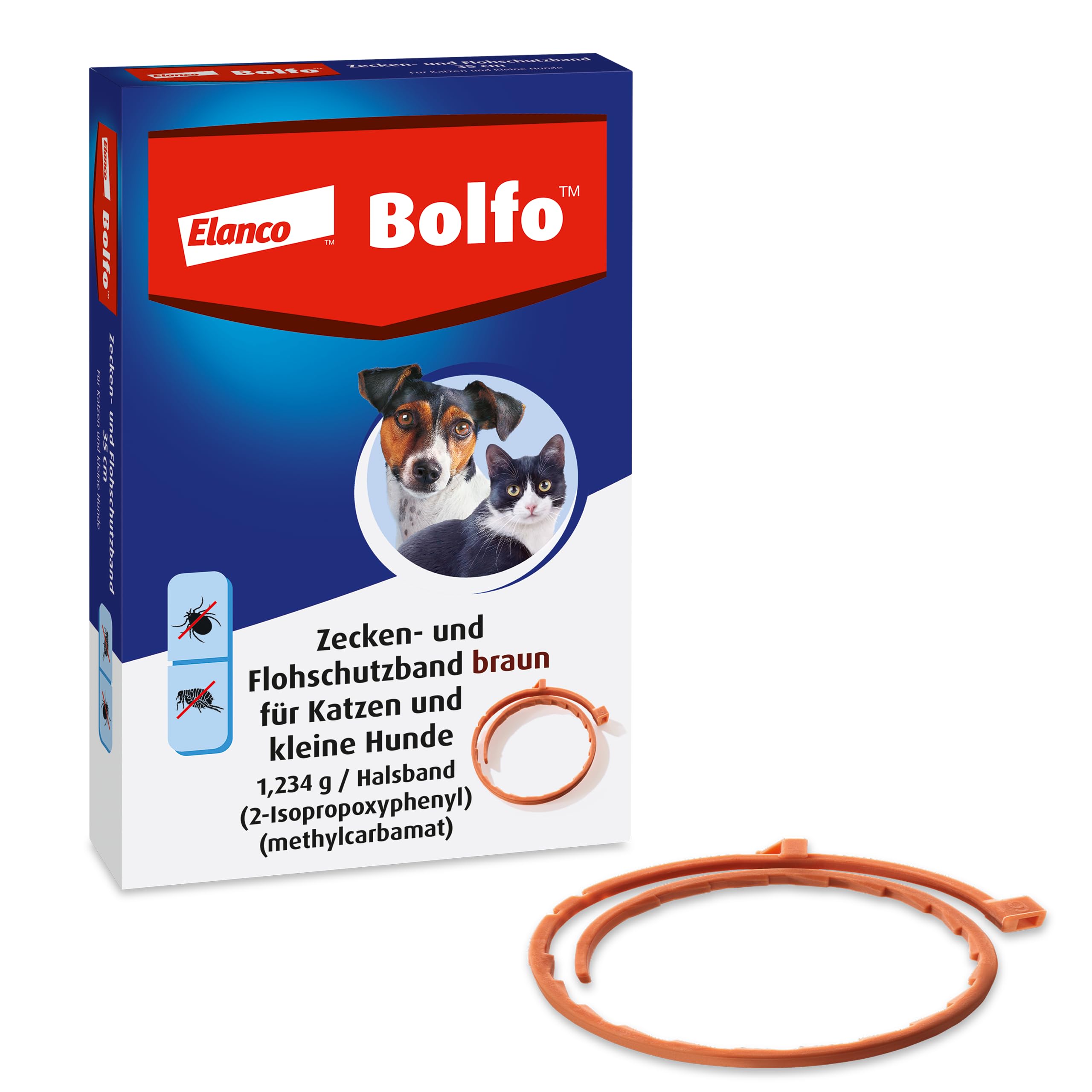 Elanco Bolfo Zecken- und Flohhalsband für kleine Hunde & Katzen – Zeckenhalsband für langanhaltenden Zecken- und Flohschutz – Floh- & Zeckenmittel für Katzen und Hunde in Puderform auf dem Halsband