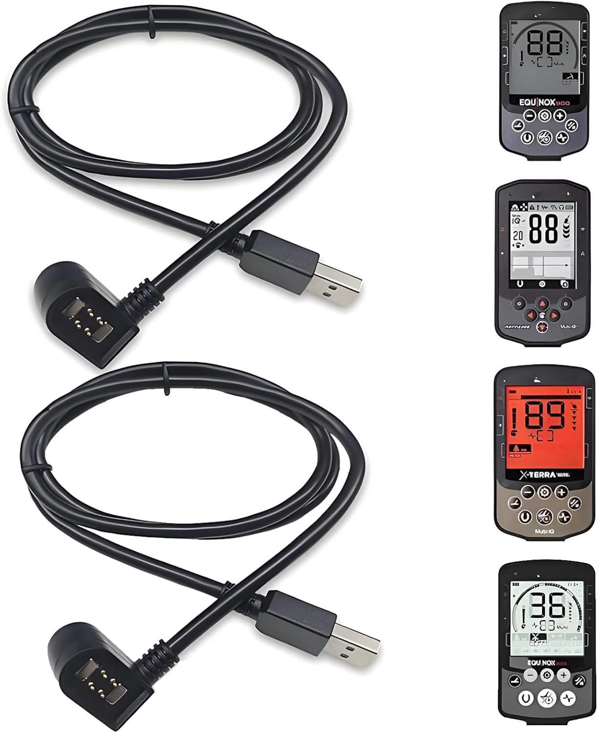 2Pack Magnetic Charge Cable for The Minelab Equinox 600 700 800 900/ X-Terra Series Detectors Repair Parts