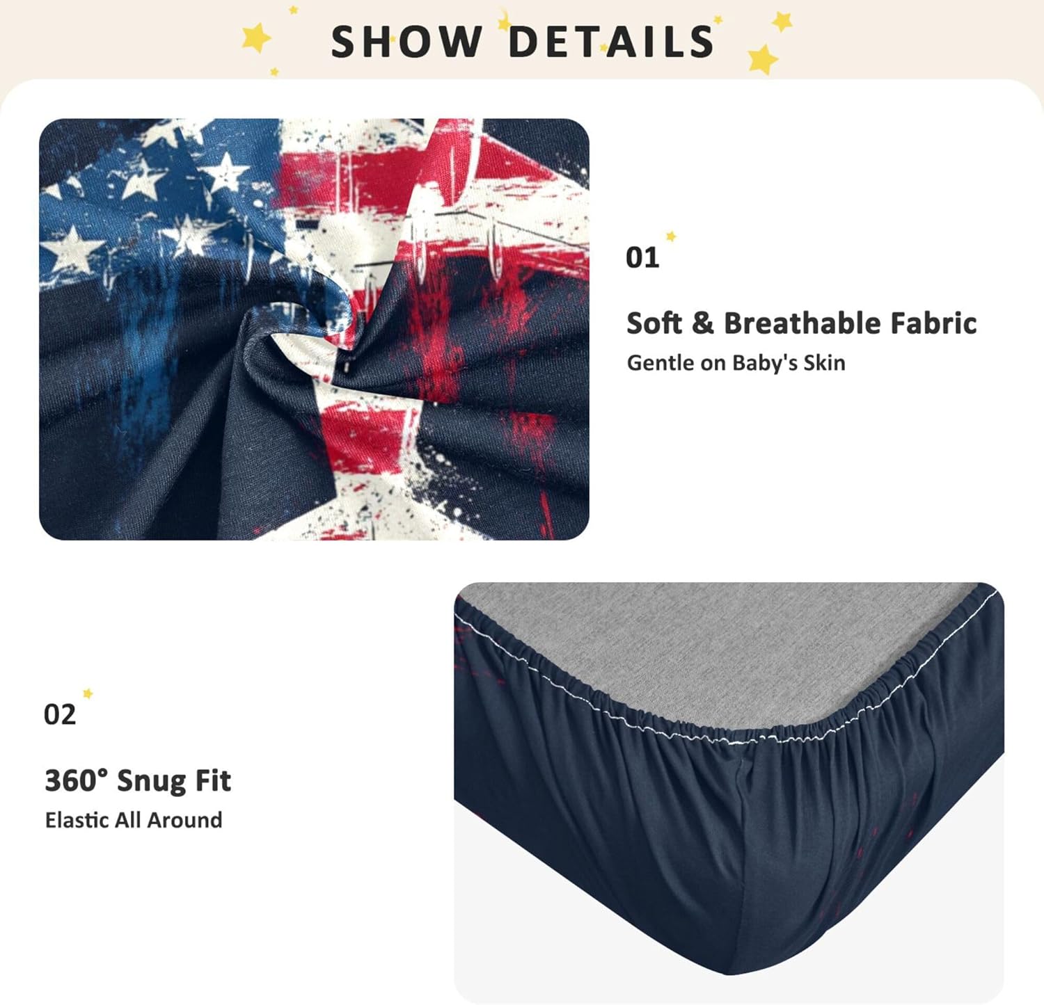 American Flag Plane Crib Sheets Soft Breathable Fitted Cotton Baby Crib Sheets Mattress Cover for Girl Boy, 52" x 28" x 9"