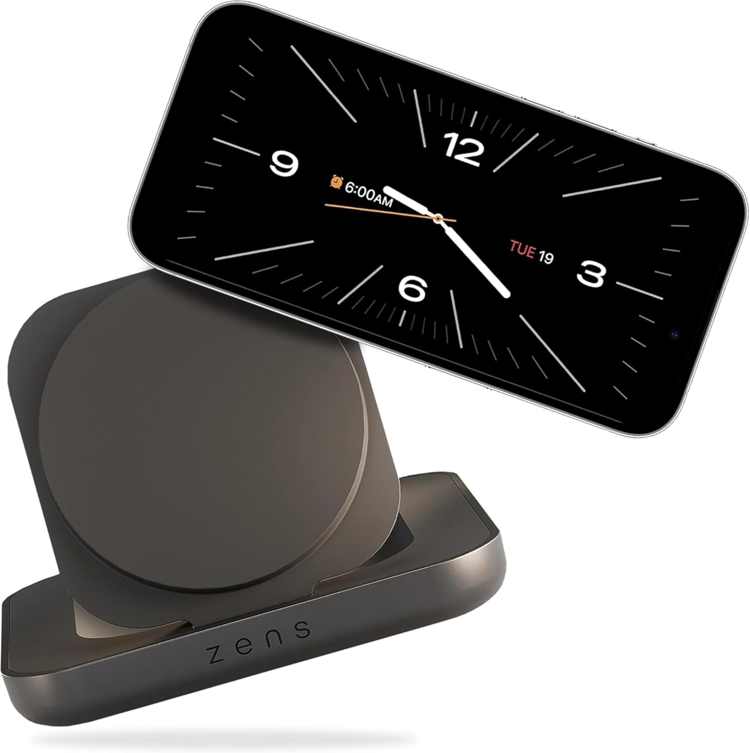 Zens Magnetic Nightstand Charger | MagSafe Qi2 15W | Landscape Only (No Vertical) | Standby Mode | Compatible with iPhone 17/16/15/14/13/12 | 20W Adapter Included | Black