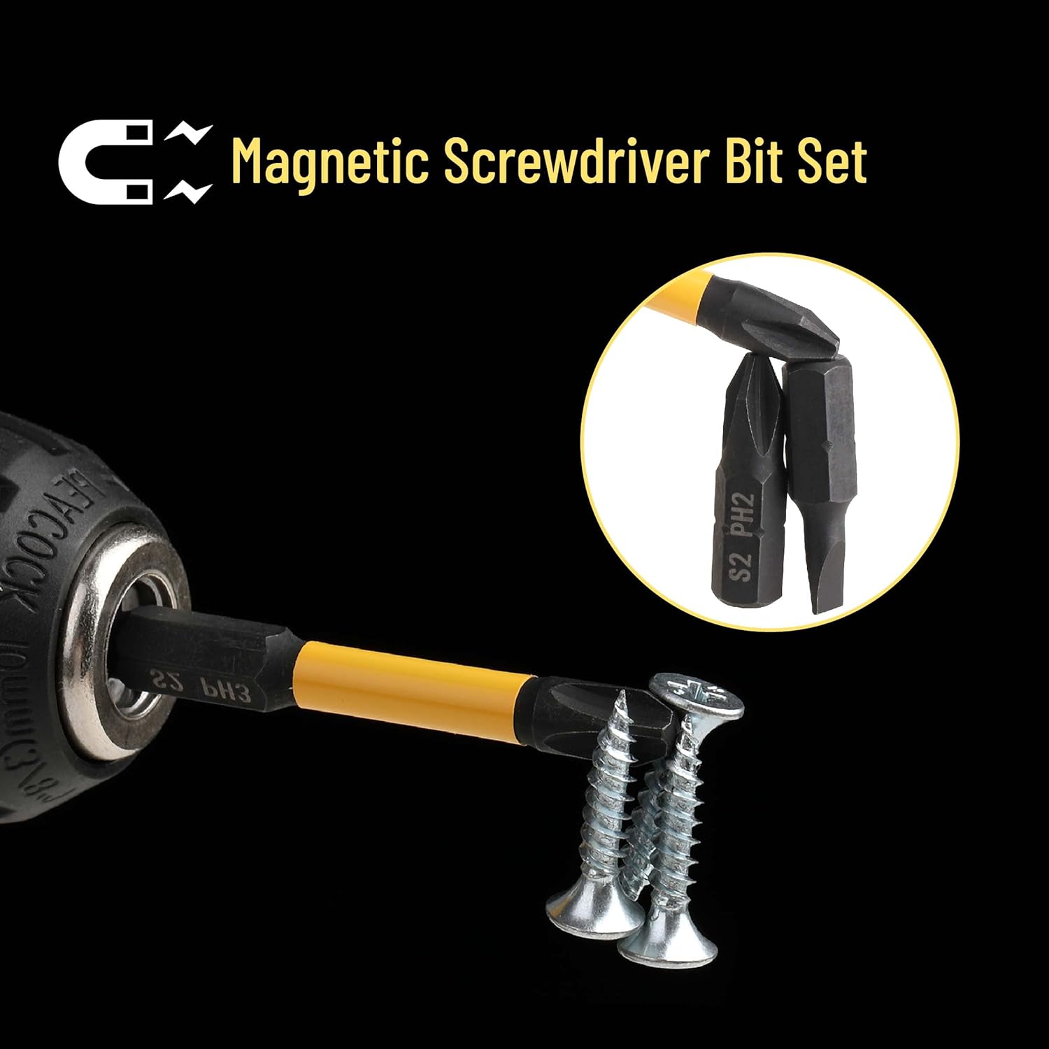 Bates- Screwdriver Bit Set, 24 pcs, Slotted Phillips Magnetic Drill Bit Set, Magnetic Screwdriver Bits