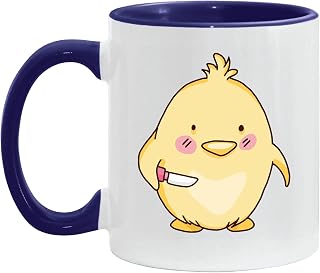 Cute Chick Gift Knife Illustration Gift for Kids and Teens 11oz 15oz Inner Color Accent Mug