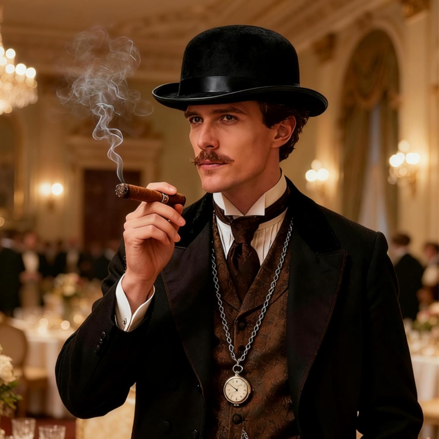 3 Pack Bowler Hat, 23" C Black Derby Hat, Felt Bolivian Costume Hat Accessories, Victorian Dress Up Hat for Men and Women, Adults - Image 9