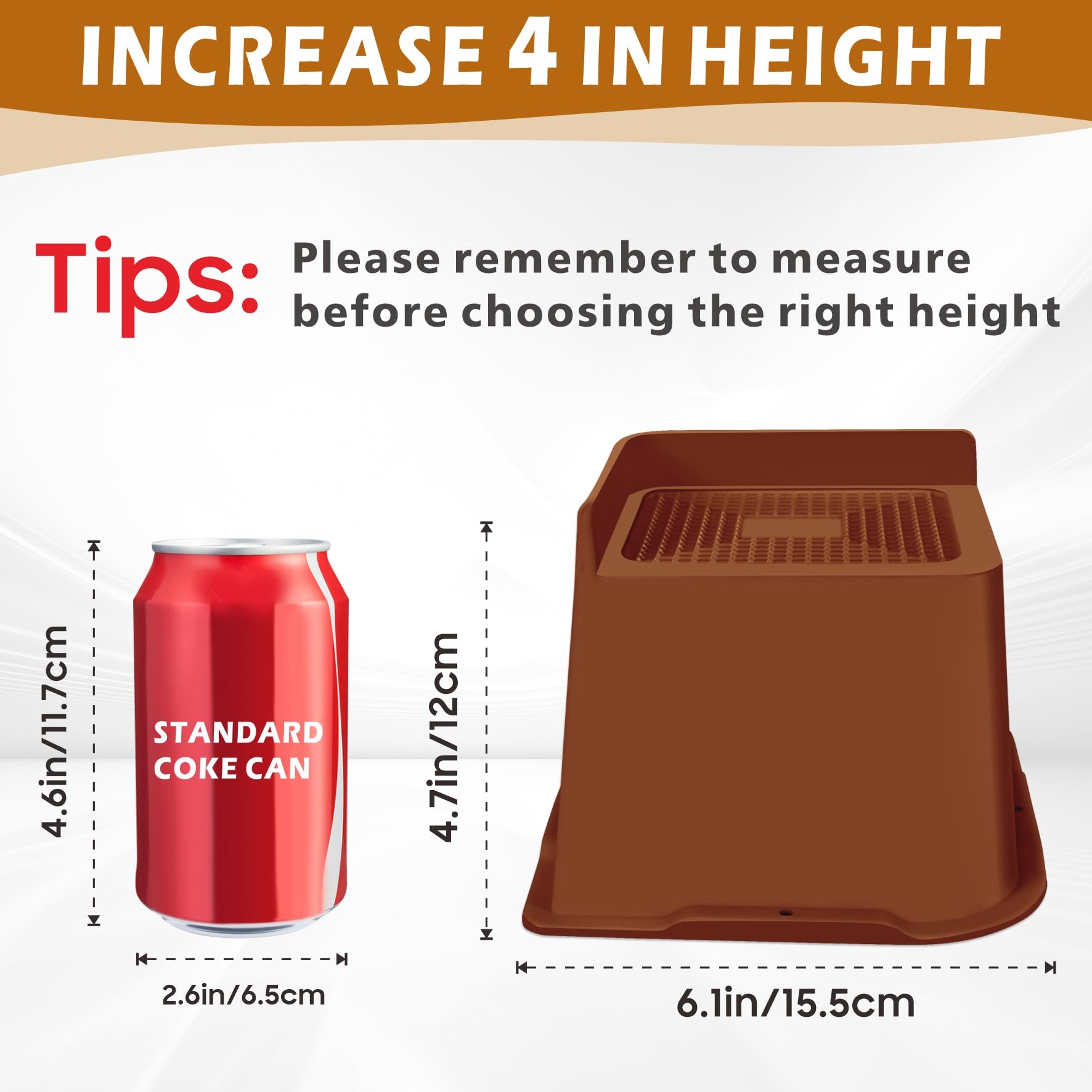 MixDora Bed Risers Heavy Duty 4 inch Furniture Risers L-Shape Table Riser Chair Raisers Lifter for Sofas Couches Desks Set of 4 Pack (Brown - Image 2