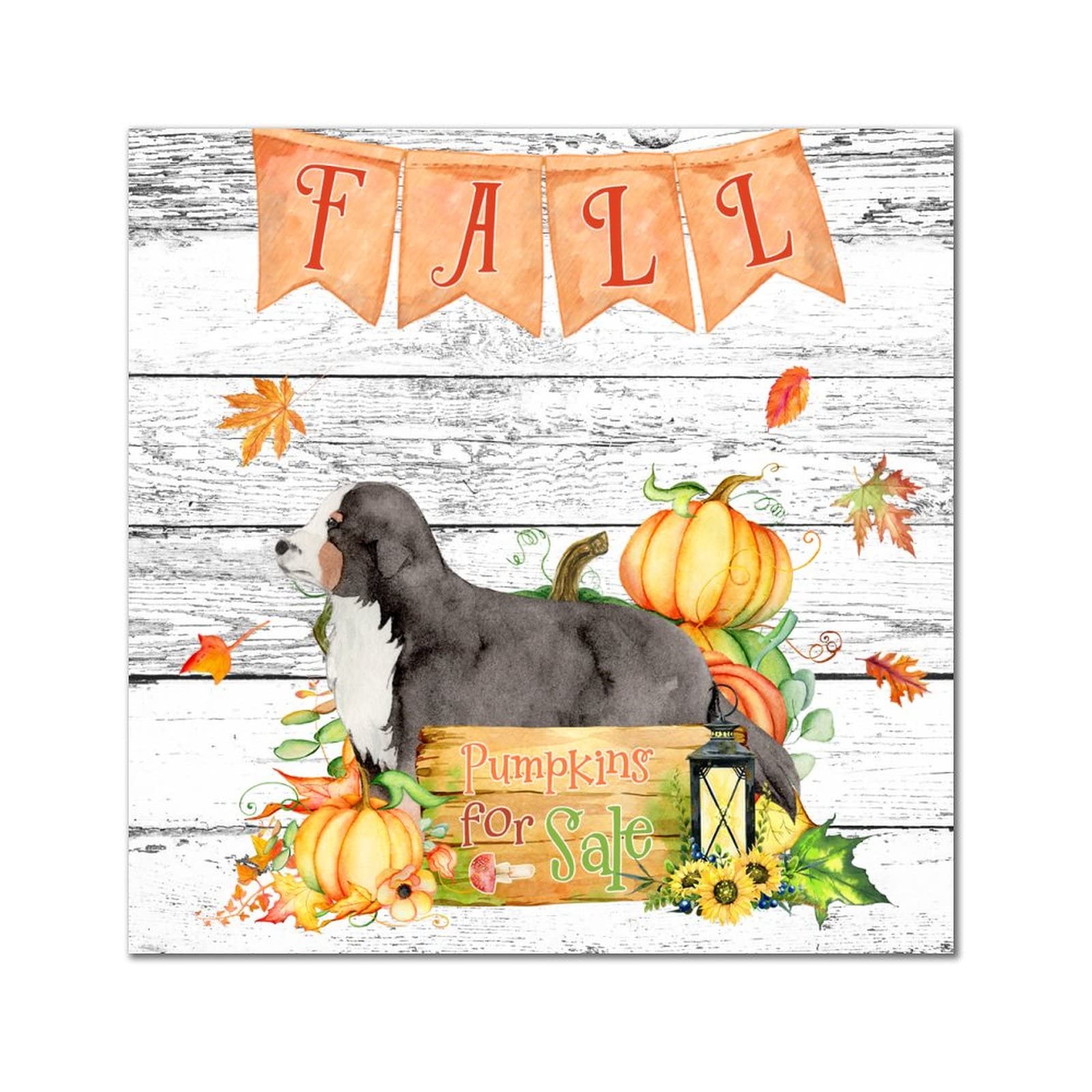 Plaque en bois Fall Pumpkins pour porche et bar, déco automnale Corgi 30 cm