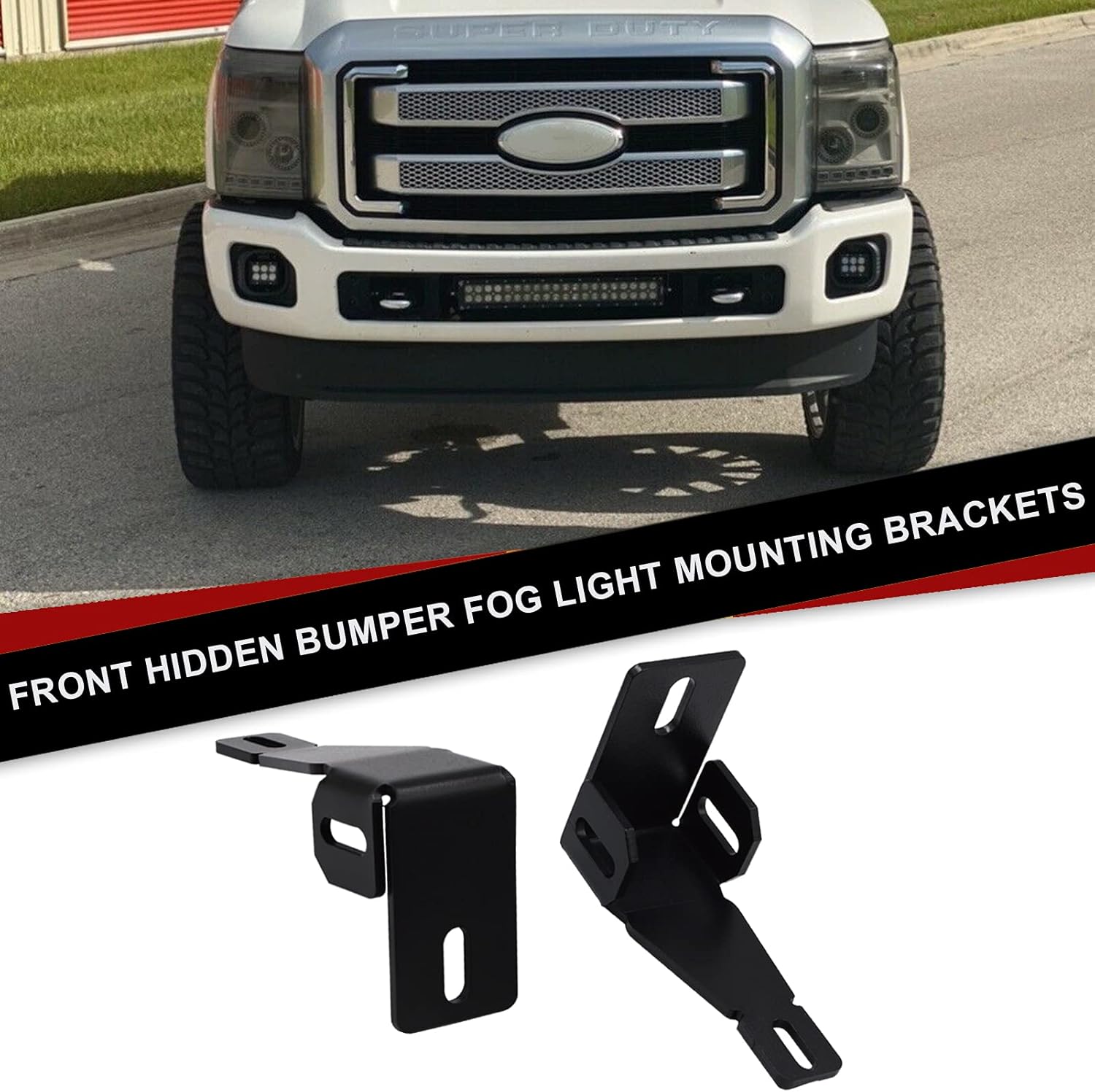 Front Hidden Bumper Fog Light Mounting Brackets Compatible with 3 inch LED Light Cube Compatible with Ford F250 F350 F450 Super Duty 1999-2016 Excursion 2000-2005