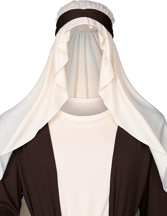 Irtysh Mens Biblical Saint Joseph Costume Jesus Robe Sherherd Costume Staffs Headwrap Hat Waist Rope Set