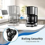 Roues de roulette autocollantes Roues pivotantes lourdes pour le mobilier, charge 80 Lbs/Set, rouleaux d'appareillage avec 4 Mini Roulettes pour appareils de cuisine, glisse facilement sur le comptoir (4, Charger en noir 80LBS, Balle en acier inoxydable, profil bas,