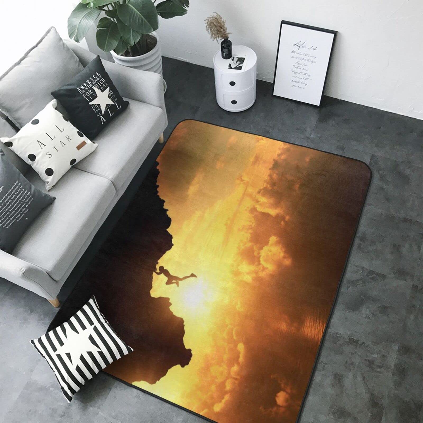 ALLOCS Klettern Sportbereich Teppich Anti-Rutsch Wohnzimmer Bodenmatte Schlafzimmer Teppich Home Decor Zimmer Bodenmatte 203 x 148 cm