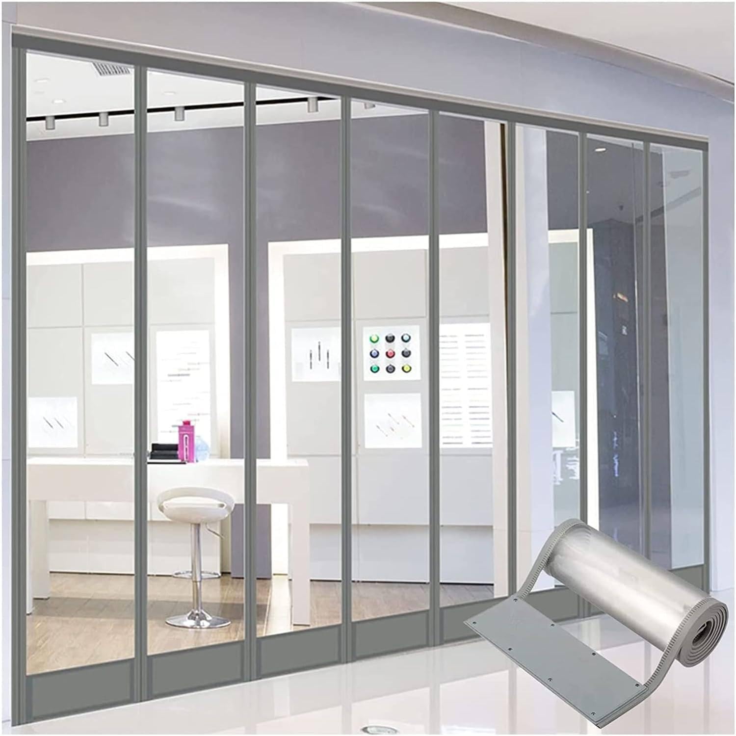 Cortina magnética de PVC aislante térmico con resistencia al viento para puertas de 45x220cm