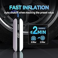 Vista 2 de CYCPLUS Electric Air Compressor Portable Bicycle Pump Car Tire Inflator, Max 150 PSI, Auto Shut-Off Air Pump with Presta and Schrader Valves for All
