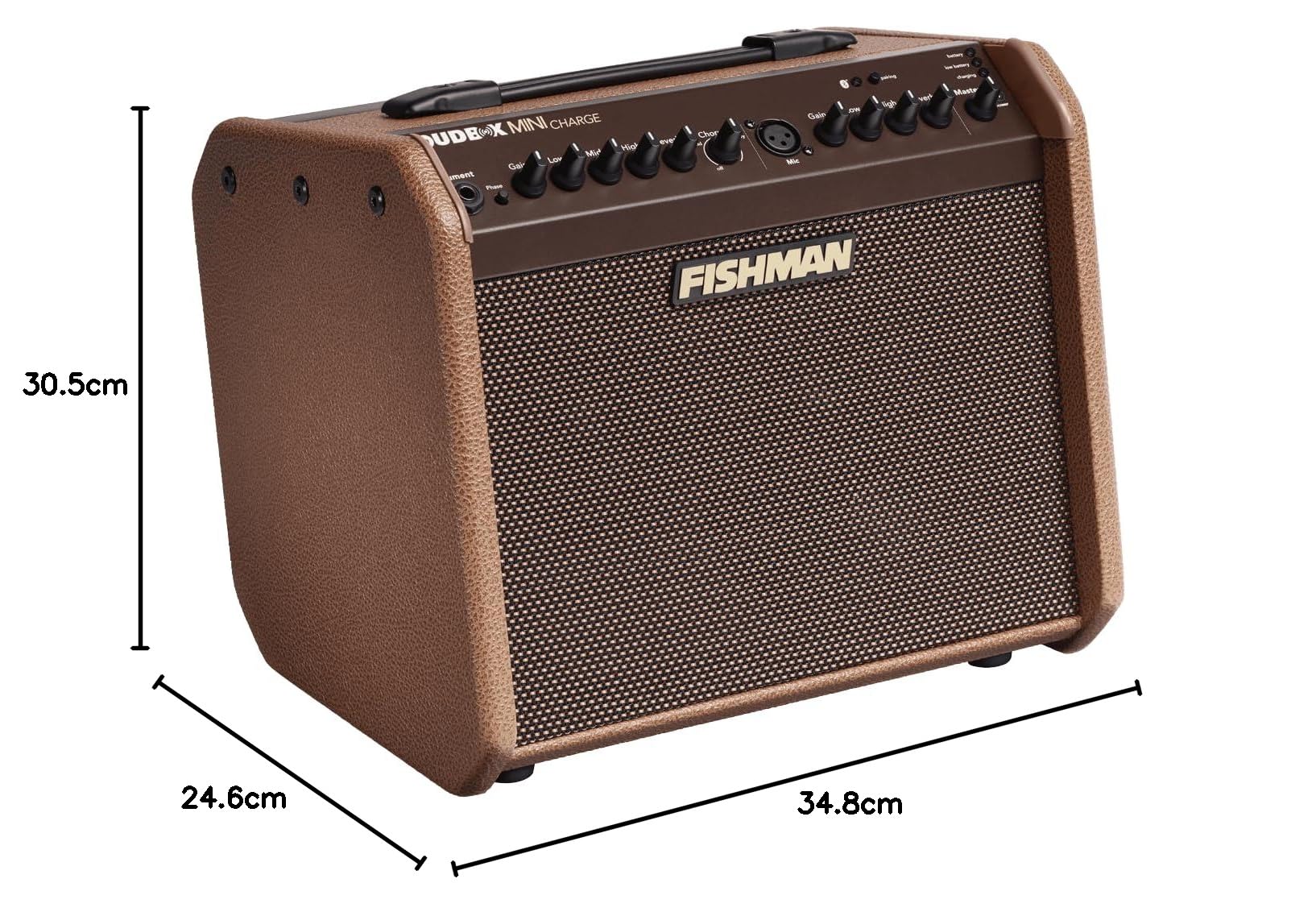 Fishman Loudbox Mini Charge da 60 W, Amplificatore per chitarra acustica Bluetooth a batteria, Marrone