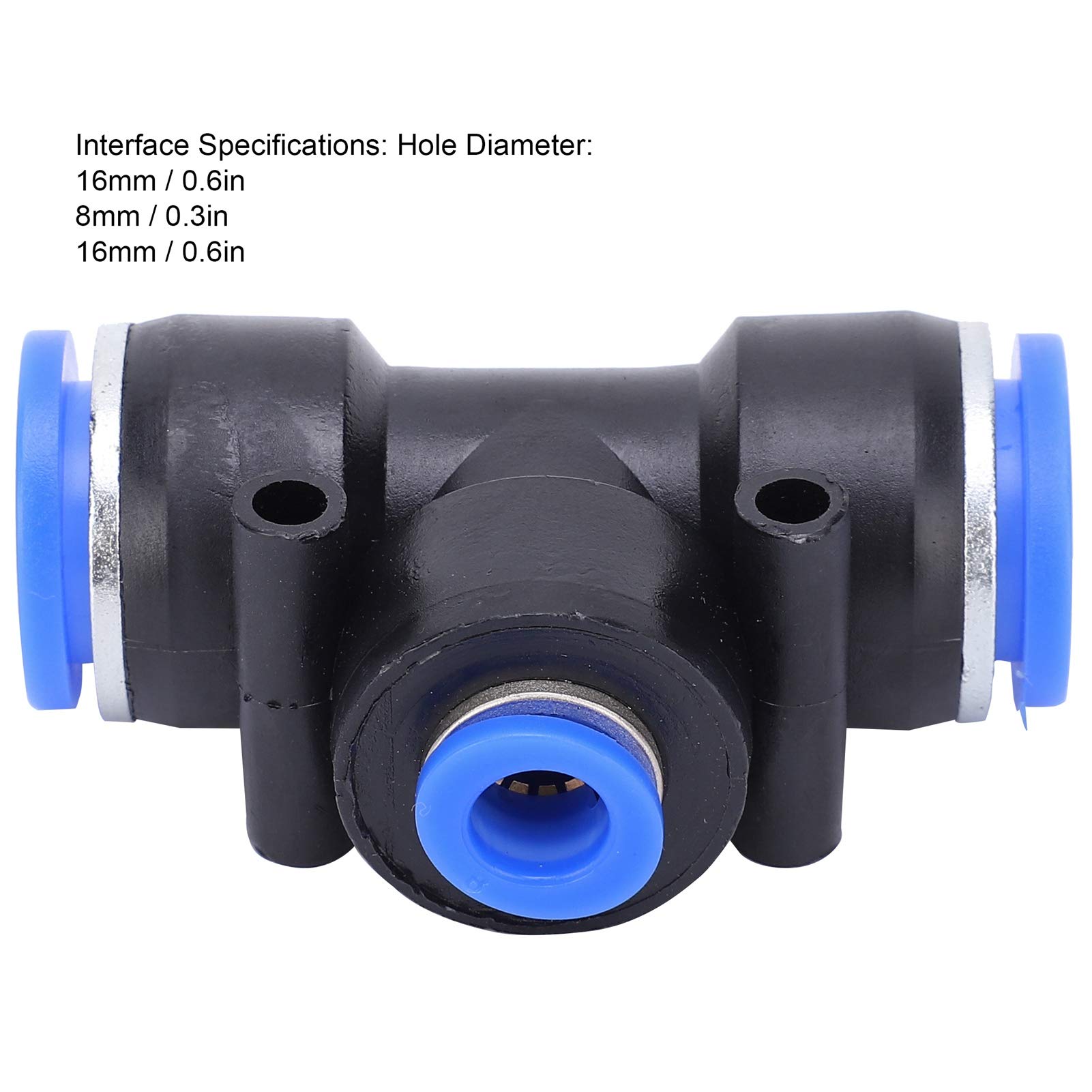 25 Pezzi Pneumatico a Forma di T Connettore Riduttore Tubo a 3 Vie, Spinta Rapida Per Collegare Raccordo a T Raccordo Tubo Aria 16 X 8 X 16 mm