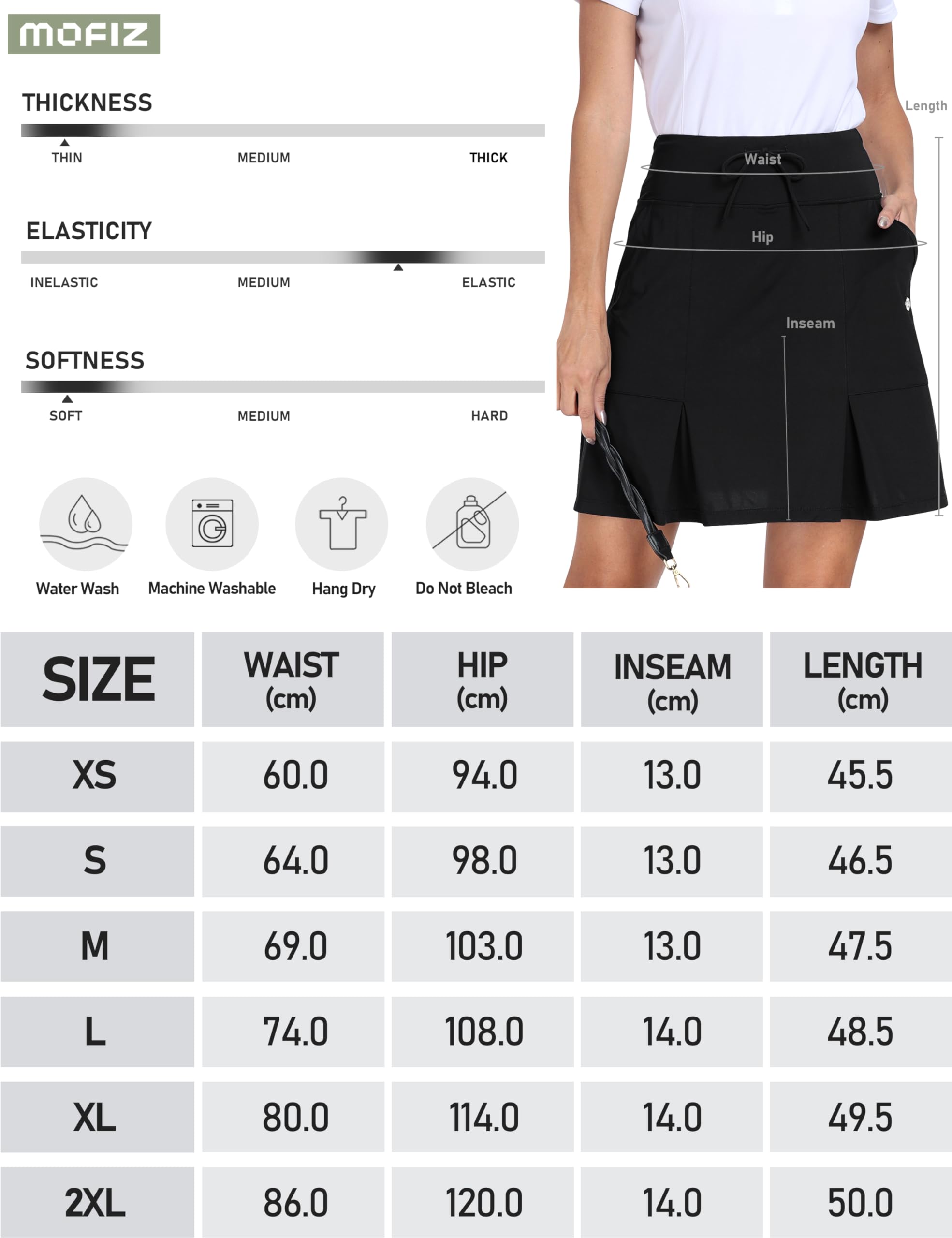 MoFiz Jupe de Tennis Femme Longueur Genoux, Athlétique Golf Skort avec Short intérieur, Jupe de Course été élastique Taille Haute