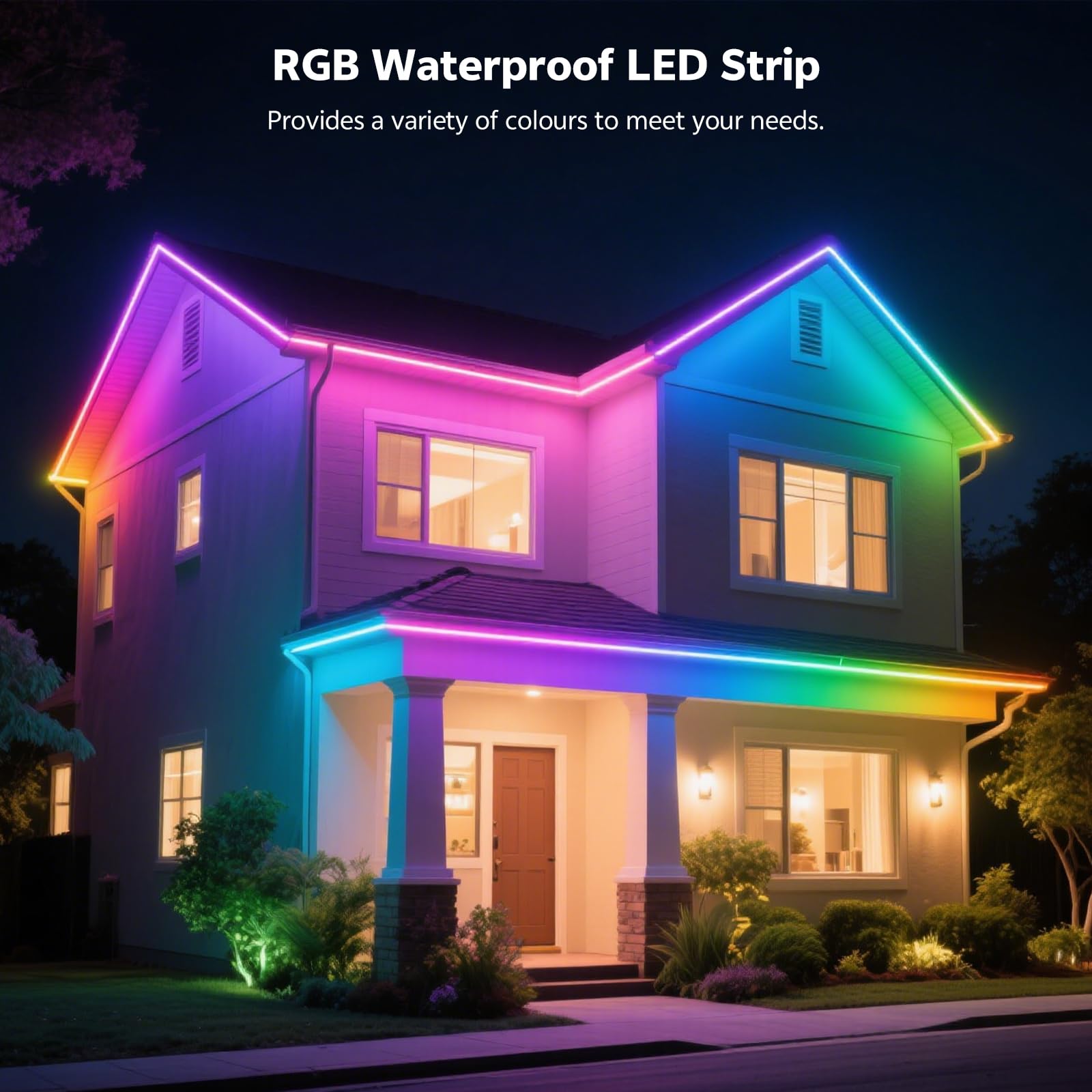 Tira LED de 20 m para Exteriores, Tira LED RGB Impermeable IP68 para Exteriores Compatible con Control Remoto/APP con Sincronización Musical y Función de Temporizador para Balcones, Tejados y Jardines